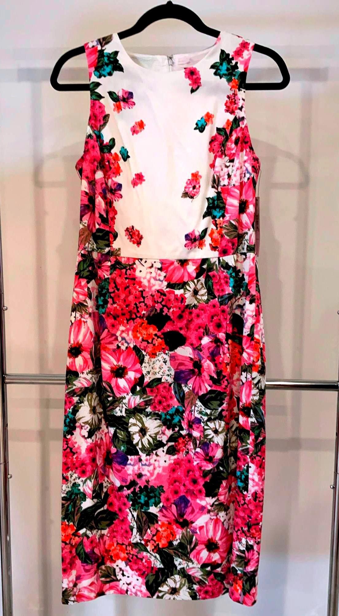 Designer Maggy London Floral Dress - Vibrant & Elegant Size L / US 10 / IT 46 - 1 Thumbnail
