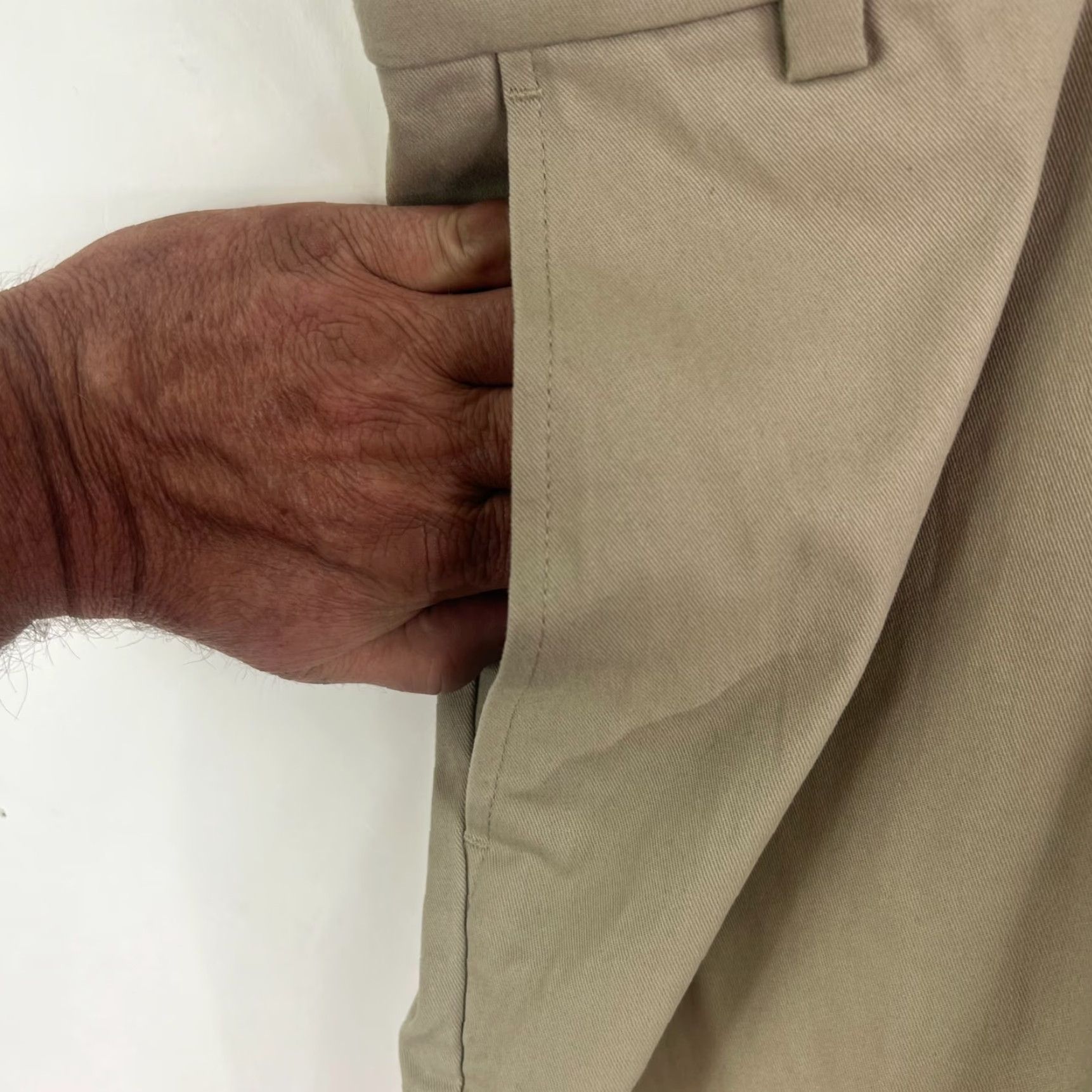 George Beige George Pants Khakis Mens 52 32 Stretch Cotton Canvas Button Zip Flat Front Straight 5-Pocket Size US 36 / EU 52 - 6 Thumbnail