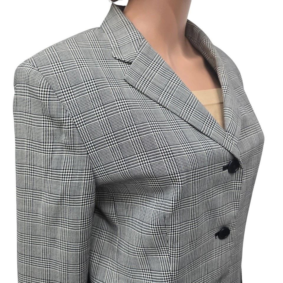 Lauren Ralph Lauren × Vintage Lauren Ralph Lauren Glen Plaid Blazer Jacket 10 Wool blend Size L / US 10 / IT 46 - 5 Thumbnail