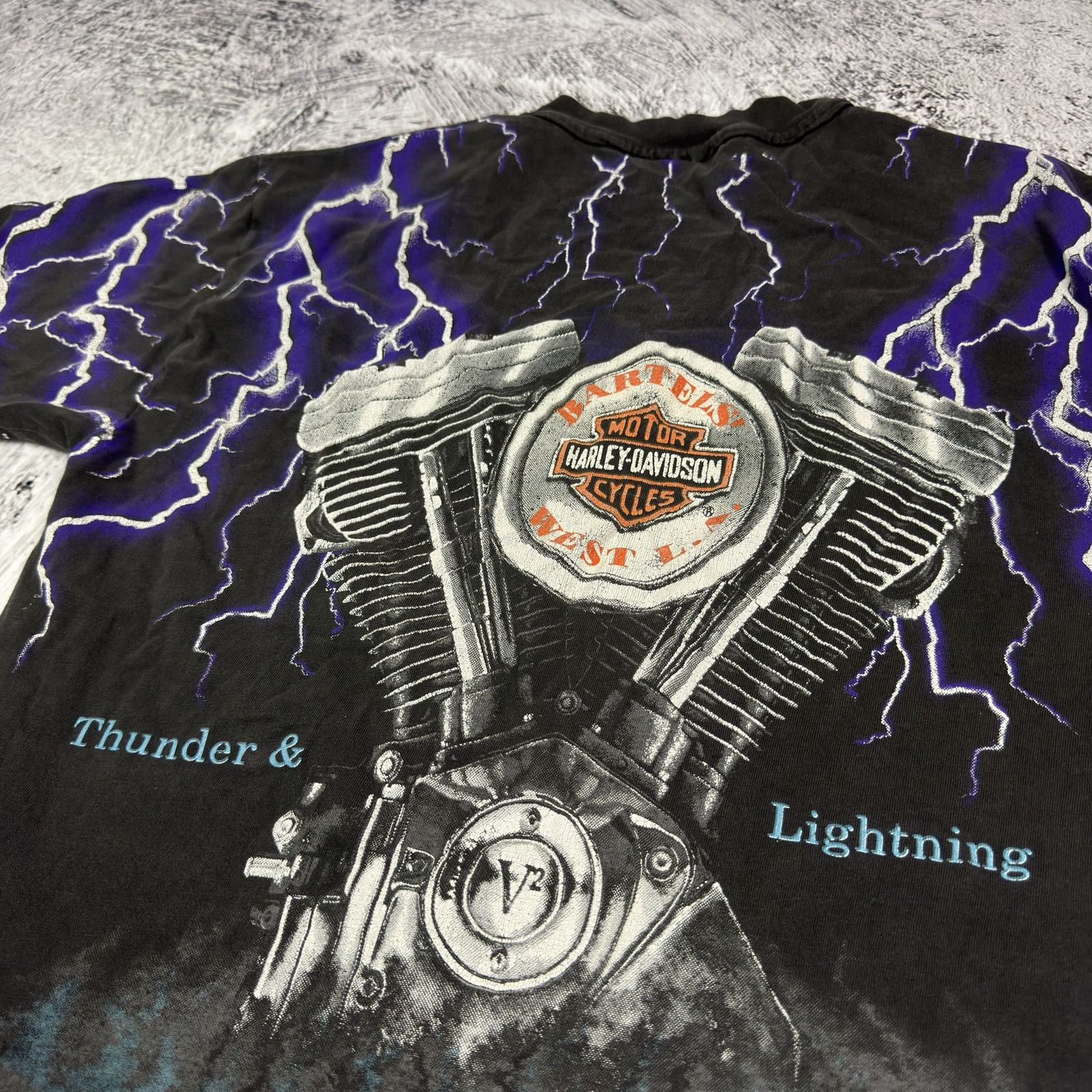 Harley Davidson VTG Harley-Davidson AOP Thunder & Lightning T-Shirt Size US M / EU 48-50 / 2 - 10 Thumbnail