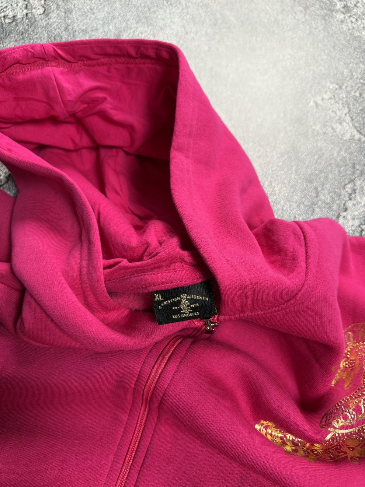 Christian Audigier VNTG Christian Audigier Y2K Rhinestone Baggy Zip Hoodie Size US XL / EU 56 / 4 - 5 Thumbnail