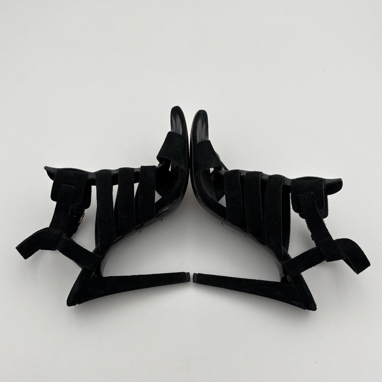 Balenciaga Balenciaga Paris Black Suede Shagreen Strappy Heels EU 40 Size US 10 / IT 40 - 6 Thumbnail