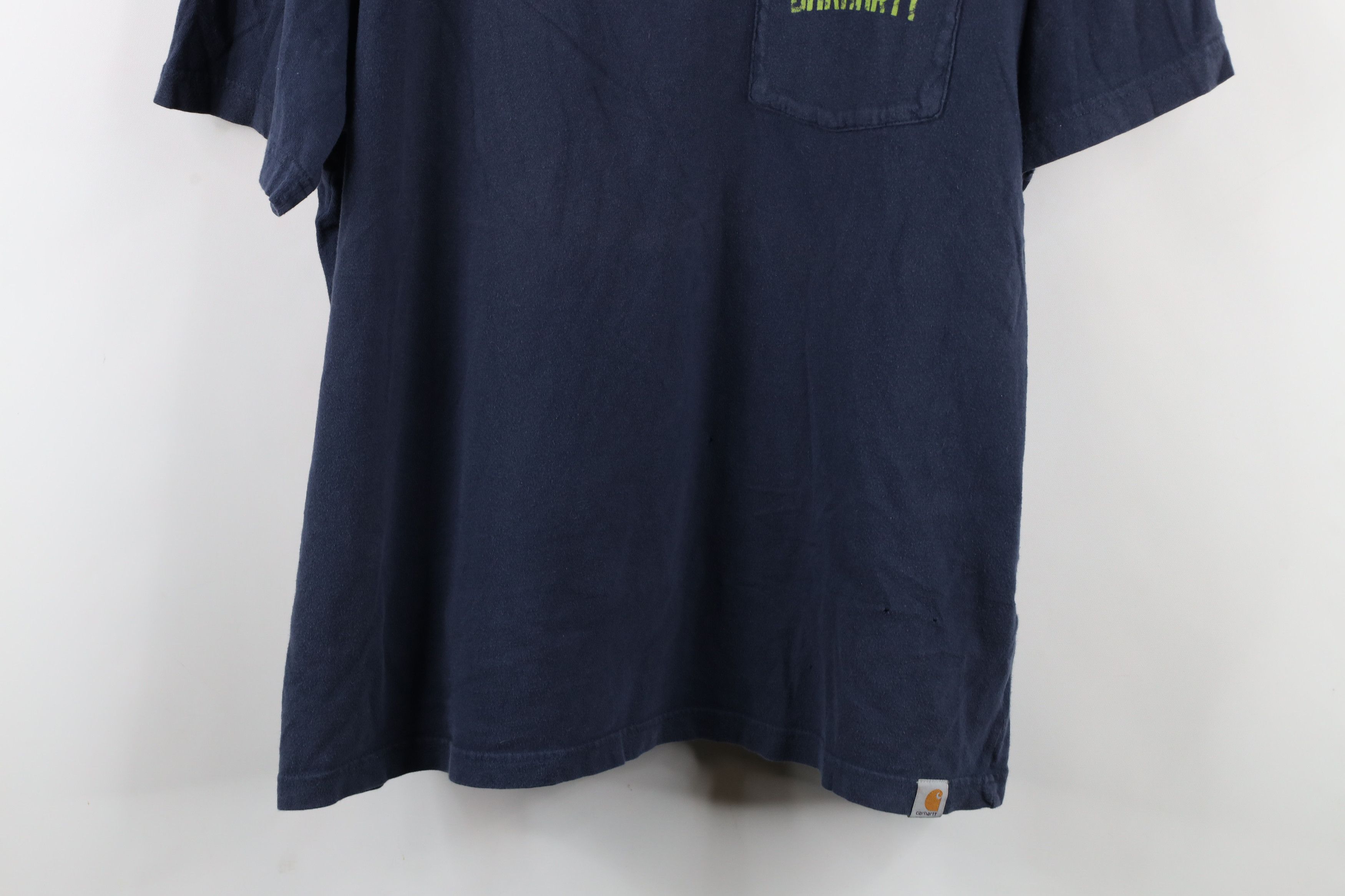 Carhartt × Vintage Vintage Carhartt Spell Out Hunting Skull Pocket T-Shirt Blue Size US XL / EU 56 / 4 - 3 Thumbnail