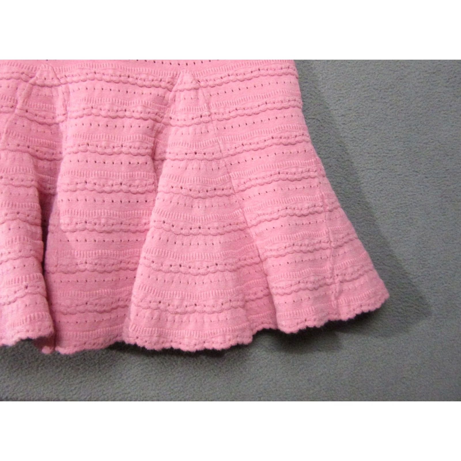 LoveShackFancy LoveShackFancy Dress Womens Medium Pink Sunset Maryanne Knit Mini Square Neck Sleeveless Strappy Knit Short Ruffle Skip N/A Size M / US 6-8 / IT 42-44 - 3 Thumbnail
