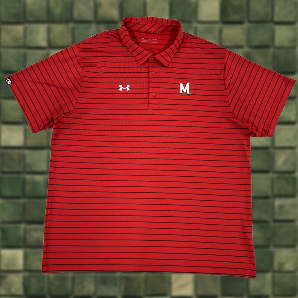Under Armour Under Armour Maryland Terrapins Performance Polo Shirt Men’s 3XL Loose Fit Red Striped Polo Size US XXL / EU 58 / 5 - 1 Thumbnail