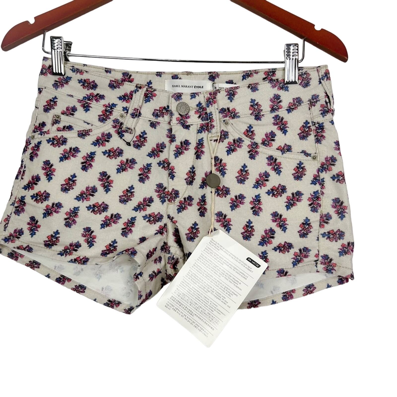 image of Isabel Marant Etoile $398 Floral Corduroy Short Shorts NWT in Cream, Women's (Size 30)