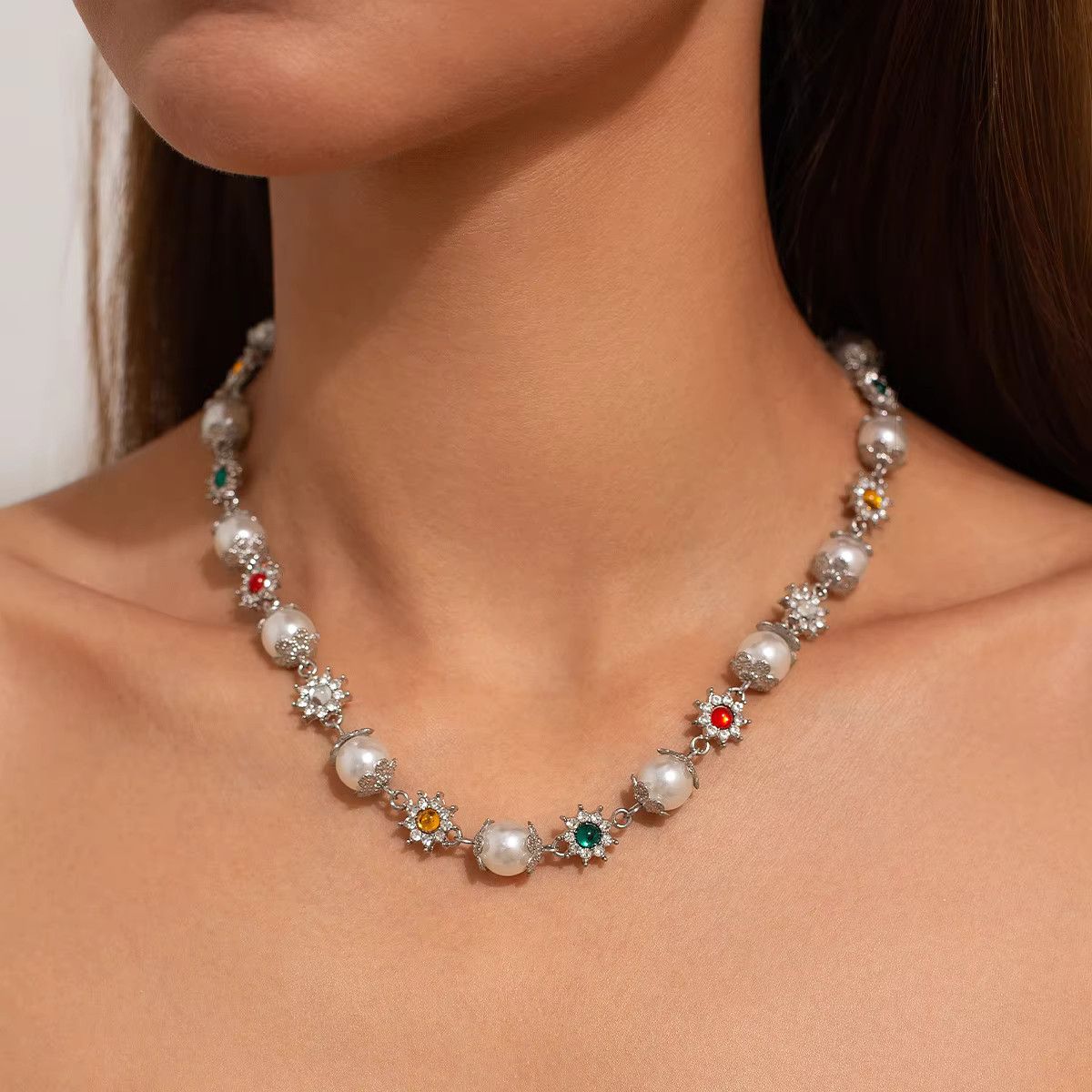 Jewelry Elegant Imitation Pearl Beads Chain Necklace Size ONE SIZE - 1 Thumbnail