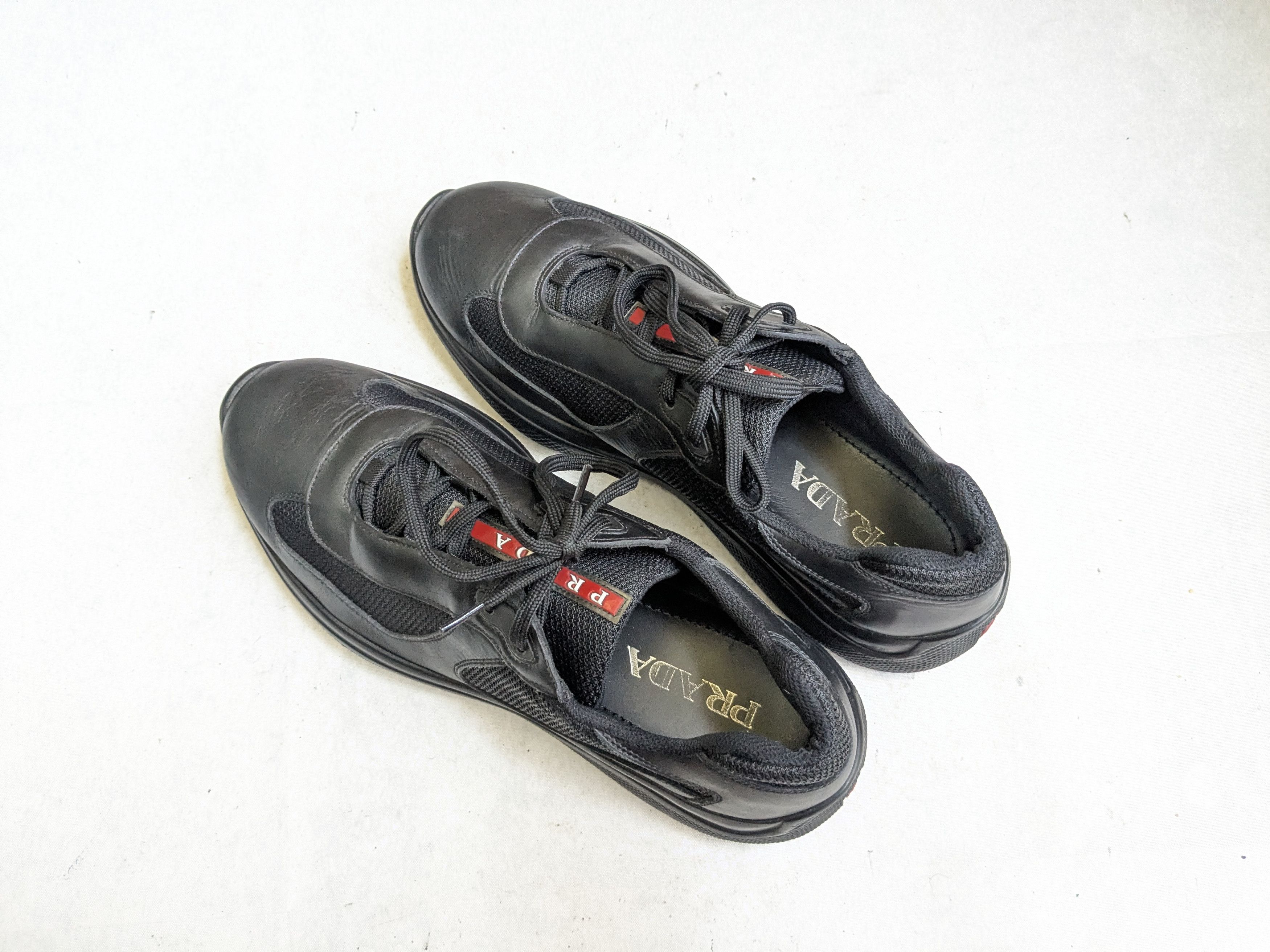 Prada Prada America's Cup Sneakers Black 9 Low Tops Leather Red Size US 9 / EU 42 - 14 Thumbnail