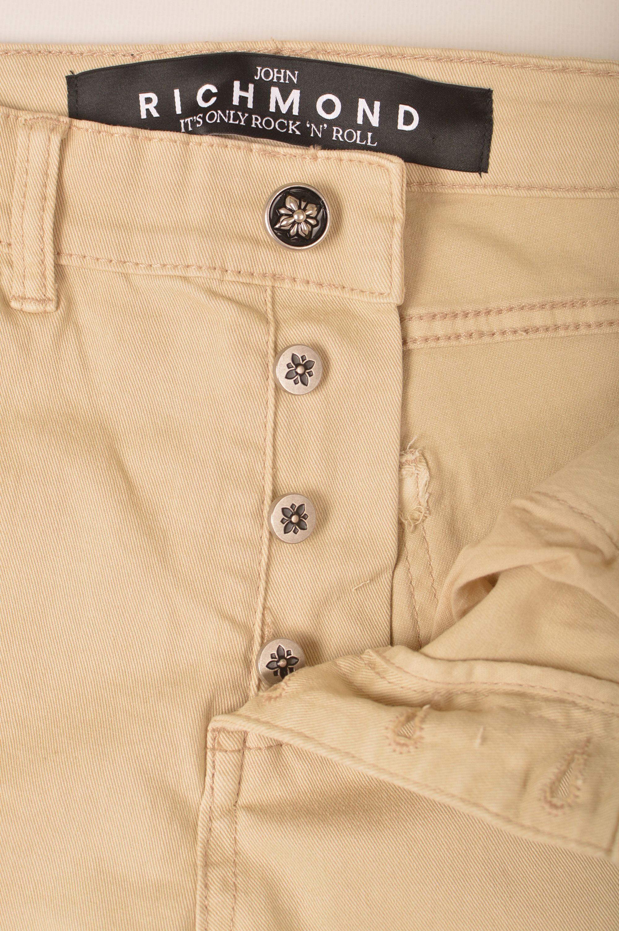 John Richmond × Richmond Denim John Richmond HWA22083JE Beige Printed Denim Jeans Size 28" / US 6 / IT 42 - 5 Thumbnail