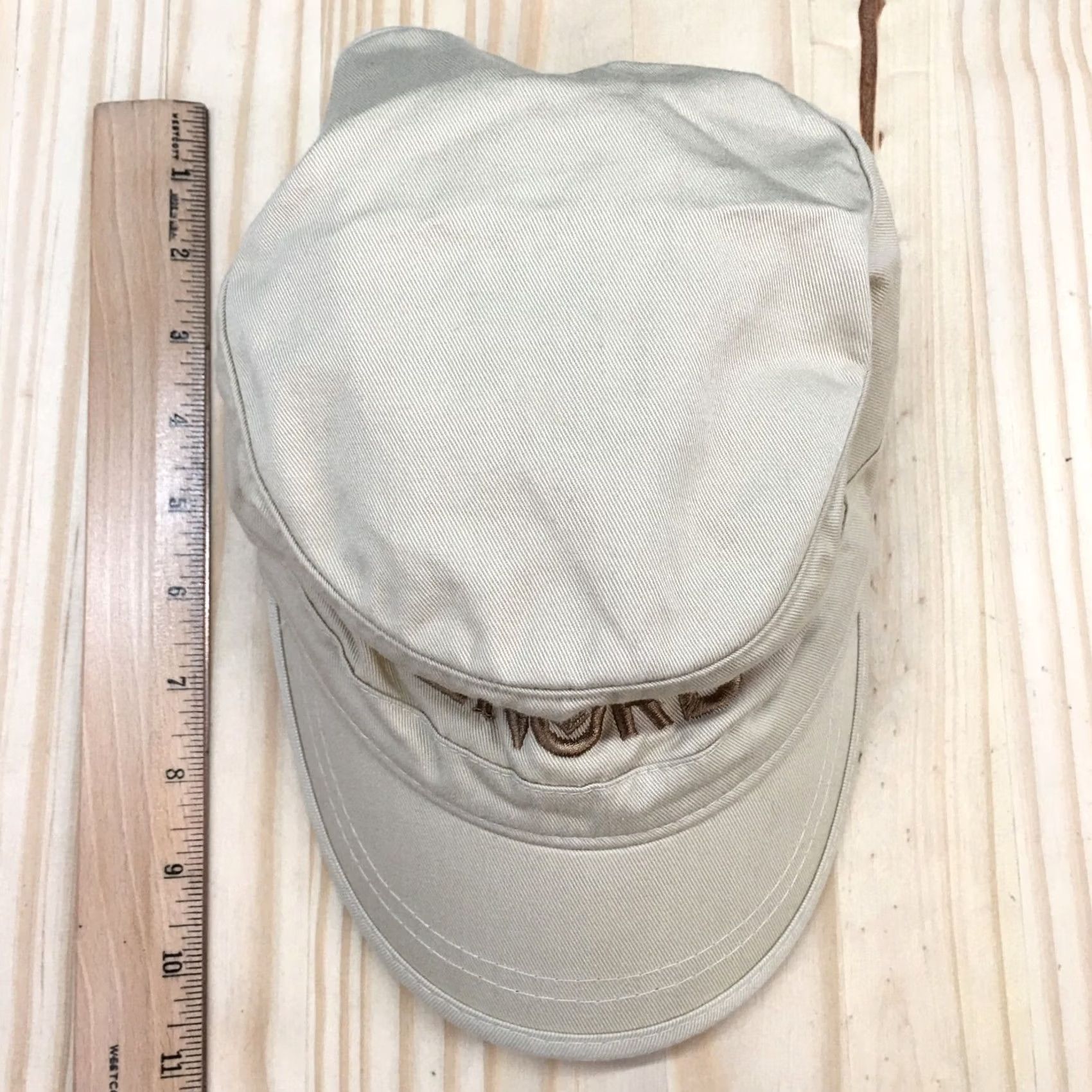 Vintage Cadet Cap Hat Mens One Size Beige Organic Cotton Adjustable Embroidered Hat Size ONE SIZE - 3 Thumbnail