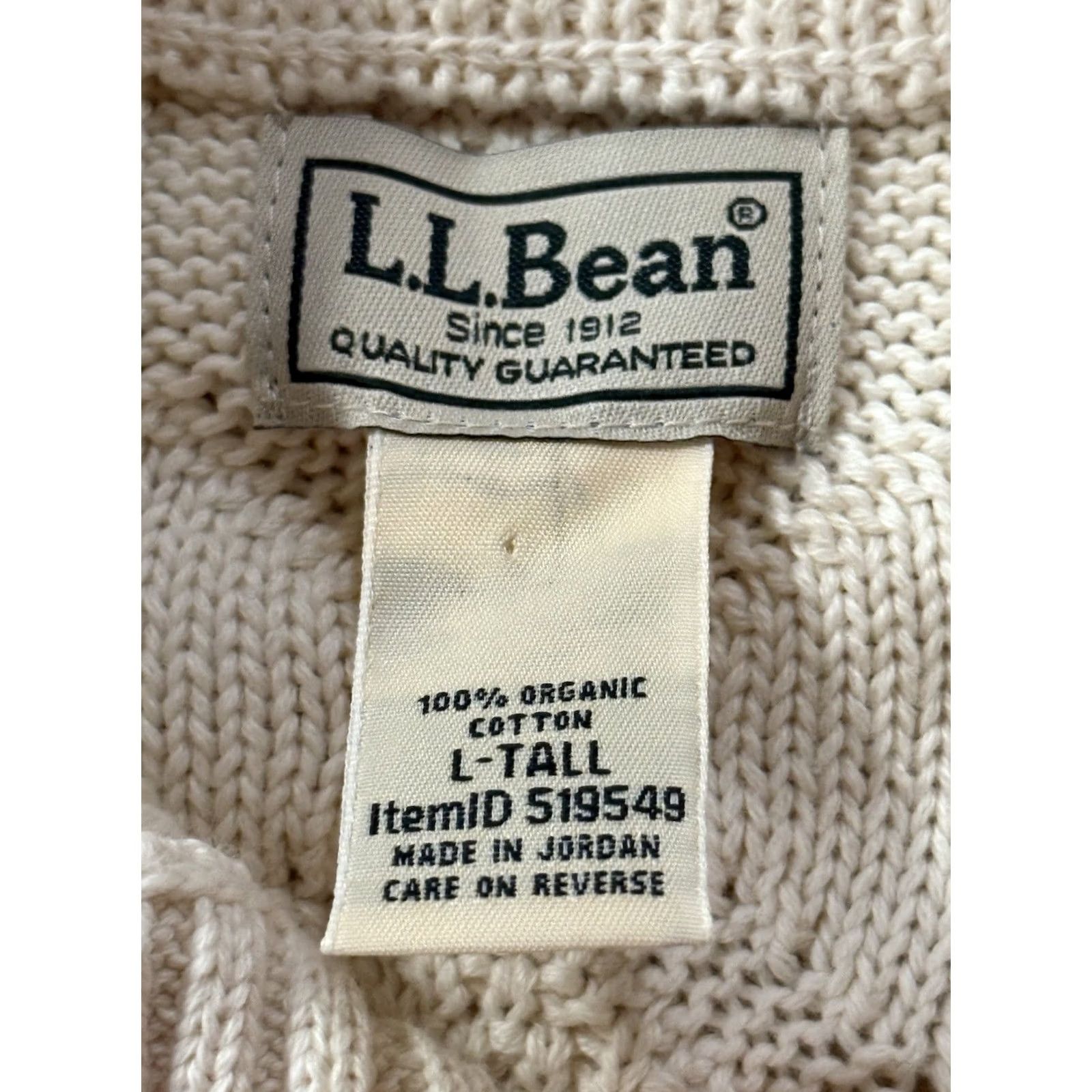 Vintage VINTAGE L.L. Bean Sweater Mens Pullover Fisherman Cable-Knit Mock Neck White Cotton Big & Tall XLT White Ireland 90s Outdoor Classic Vintage No Size US XL / EU 56 / 4 - 7 Thumbnail