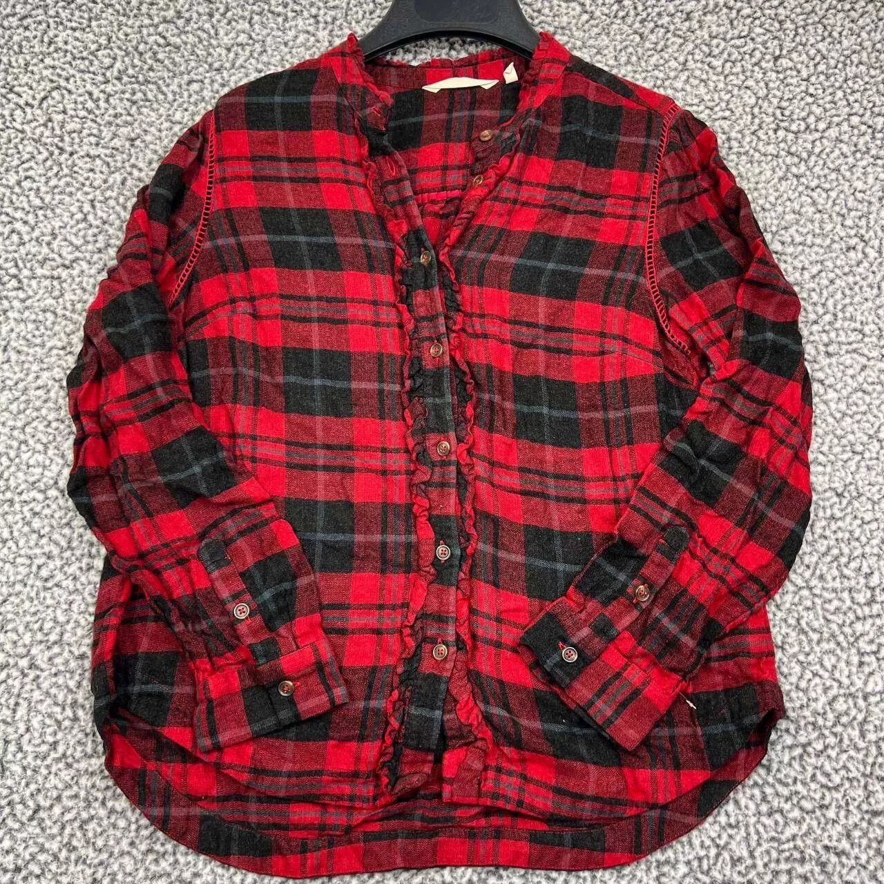 Other Soft Surroundings Shirt Women S Plaid Flannel Button Down Size S / US 4 / IT 40 - 1 Thumbnail