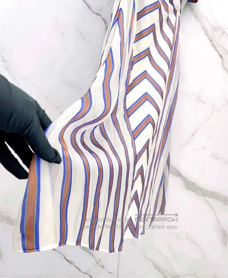 Fendi FENDI Striped V-Neck Silk Dress. Size US L / EU 52-54 / 3 - 6 Thumbnail