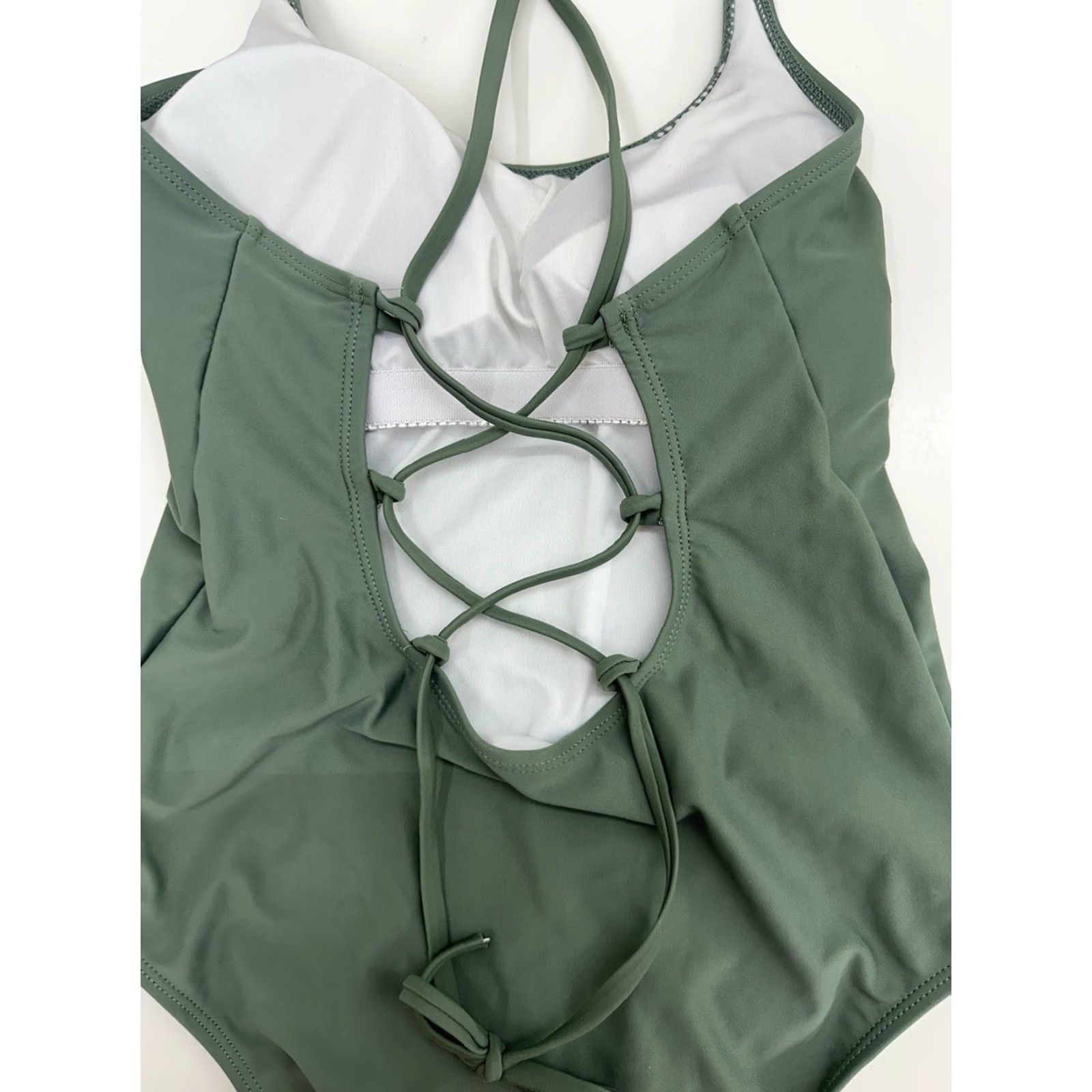 Shein Shein Womens Swimsuit XS Green One-Piece Cross Back Size ONE SIZE - 7 Thumbnail