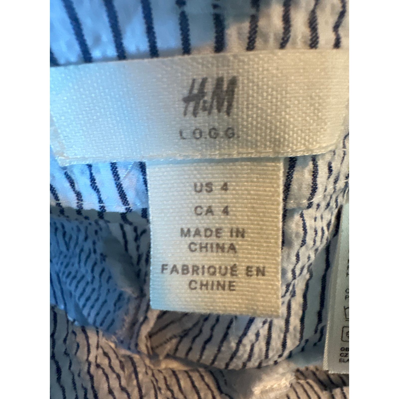H&M H&M white blue pinstripes pleated high waist pants size 4 Size 27" / US 4 / IT 40 - 3 Thumbnail