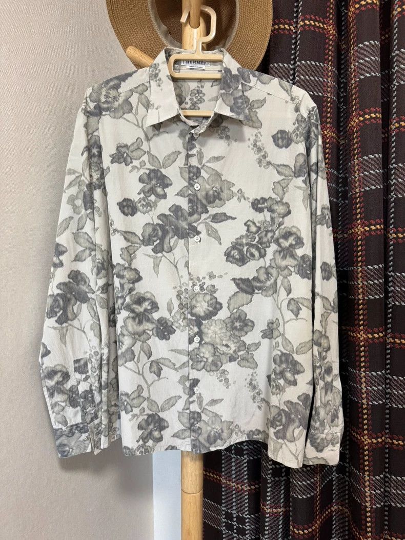 Hermes Hermes Silk Cotton Floral Shirt - dmc Size US XL / EU 56 / 4 - 1 Thumbnail
