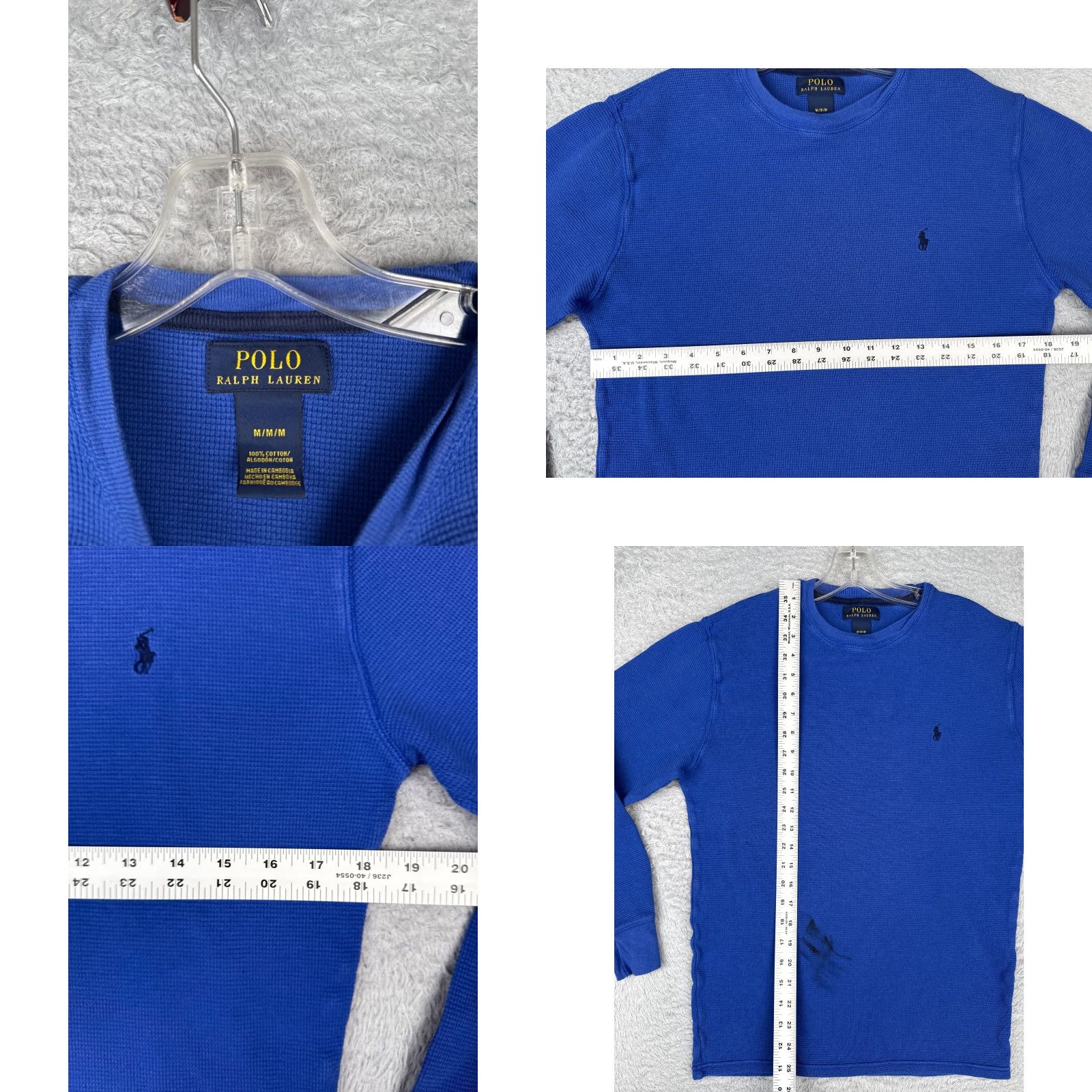 Polo Ralph Lauren Polo Ralph Lauren Shirt Men Medium Blue Waffle Knit Thermal 100% Cotton READ Size US M / EU 48-50 / 2 - 8 Thumbnail
