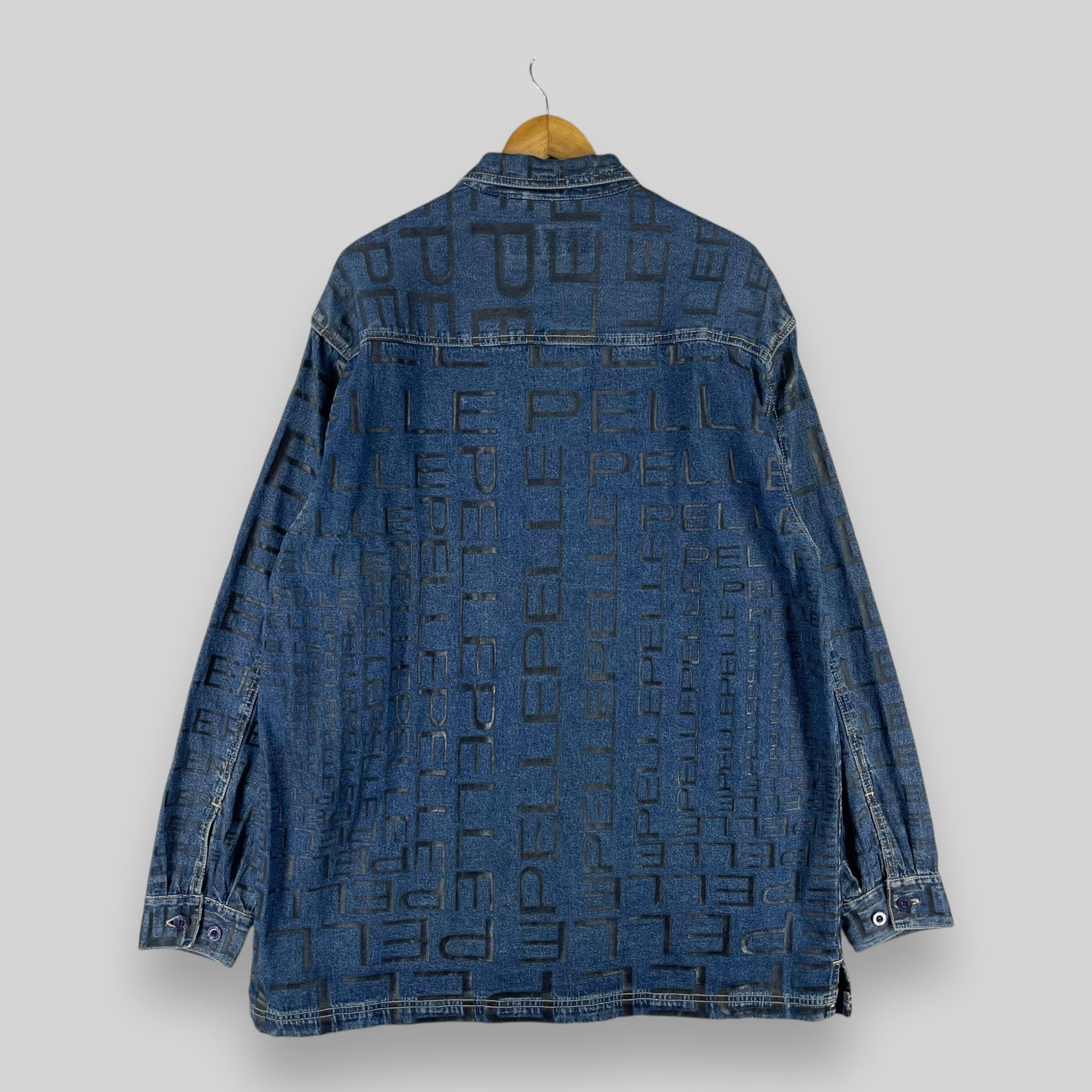 Marc Buchanan Vintage 90s PELLE PELLE Monogram Workwear Denim Jacket Size US L / EU 52-54 / 3 - 10 Thumbnail