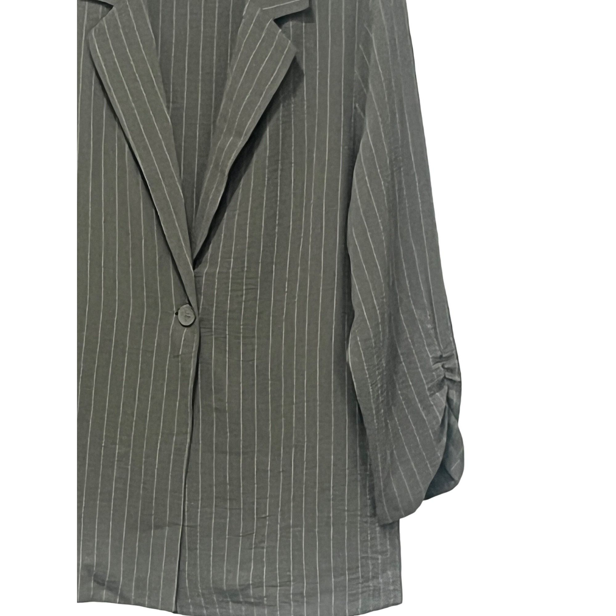 Adrianna Papell Adrianna Papell Pinstripe One Button Jacket In Park Green/iv Size XL / US 12-14 / IT 48-50 - 4 Thumbnail