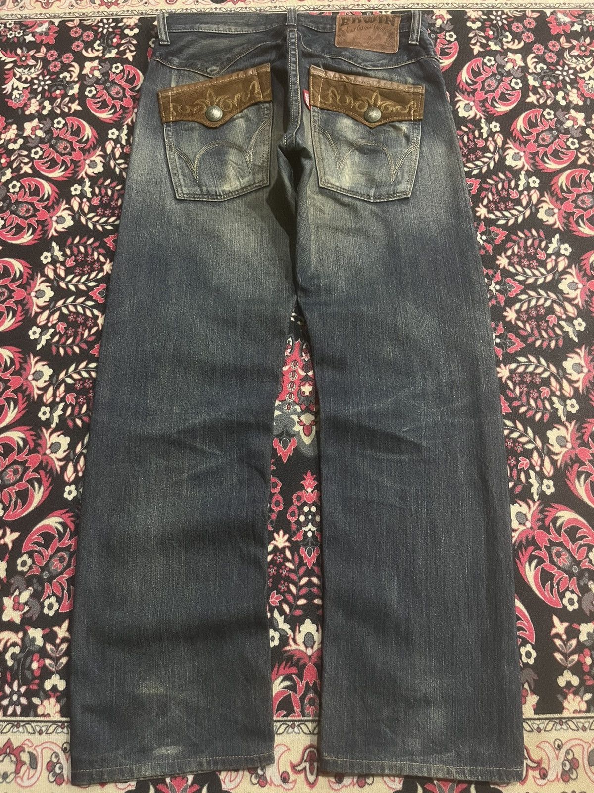 Edwin Edwin XVS Rusty Faded Washed Distressed Straight Leg Jeans Size US 30 / EU 46 - 2 Thumbnail
