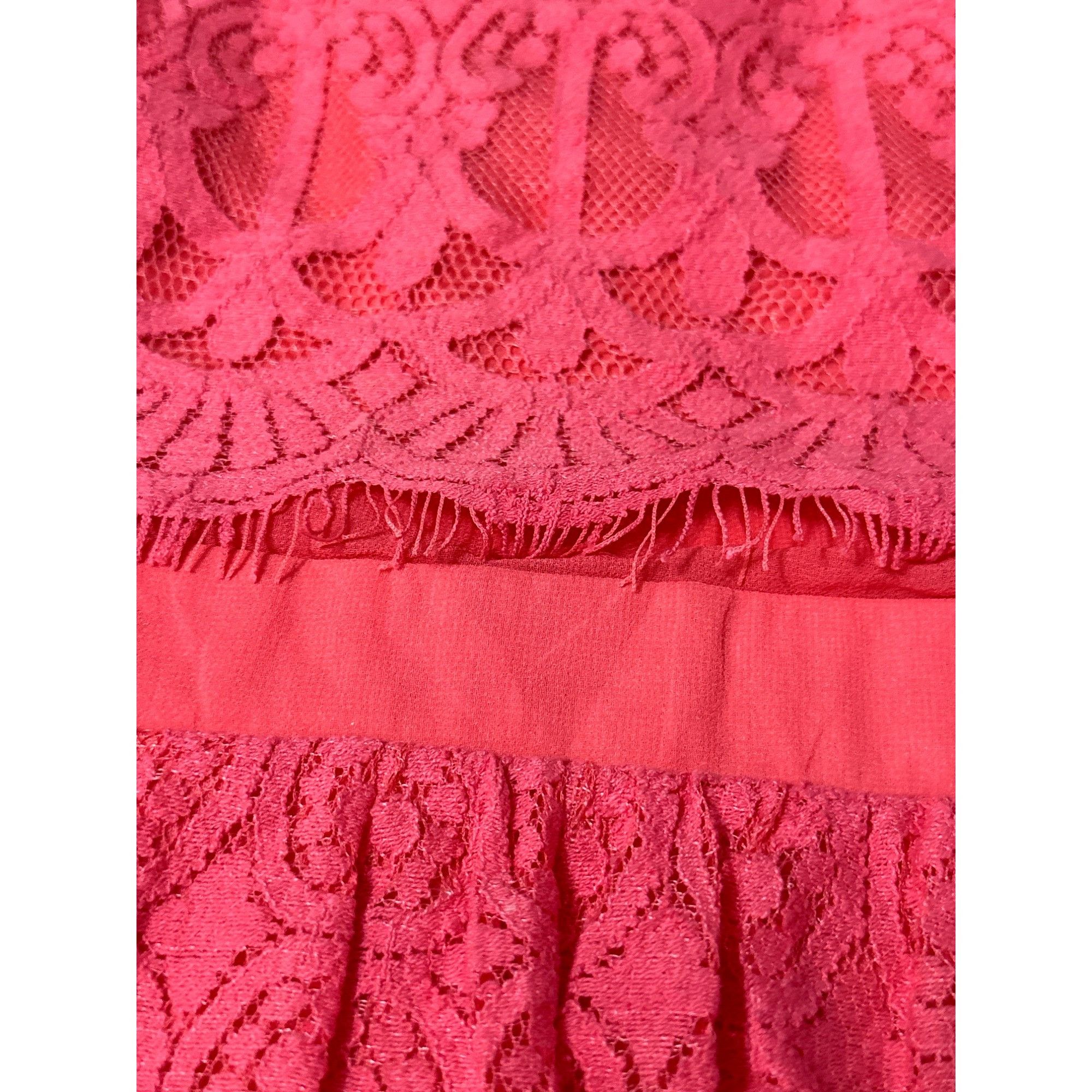 Other As U Wish NWT 13 Flirty Tiered Coral Lace Dress Open Back De Size XL / US 12-14 / IT 48-50 - 15 Thumbnail