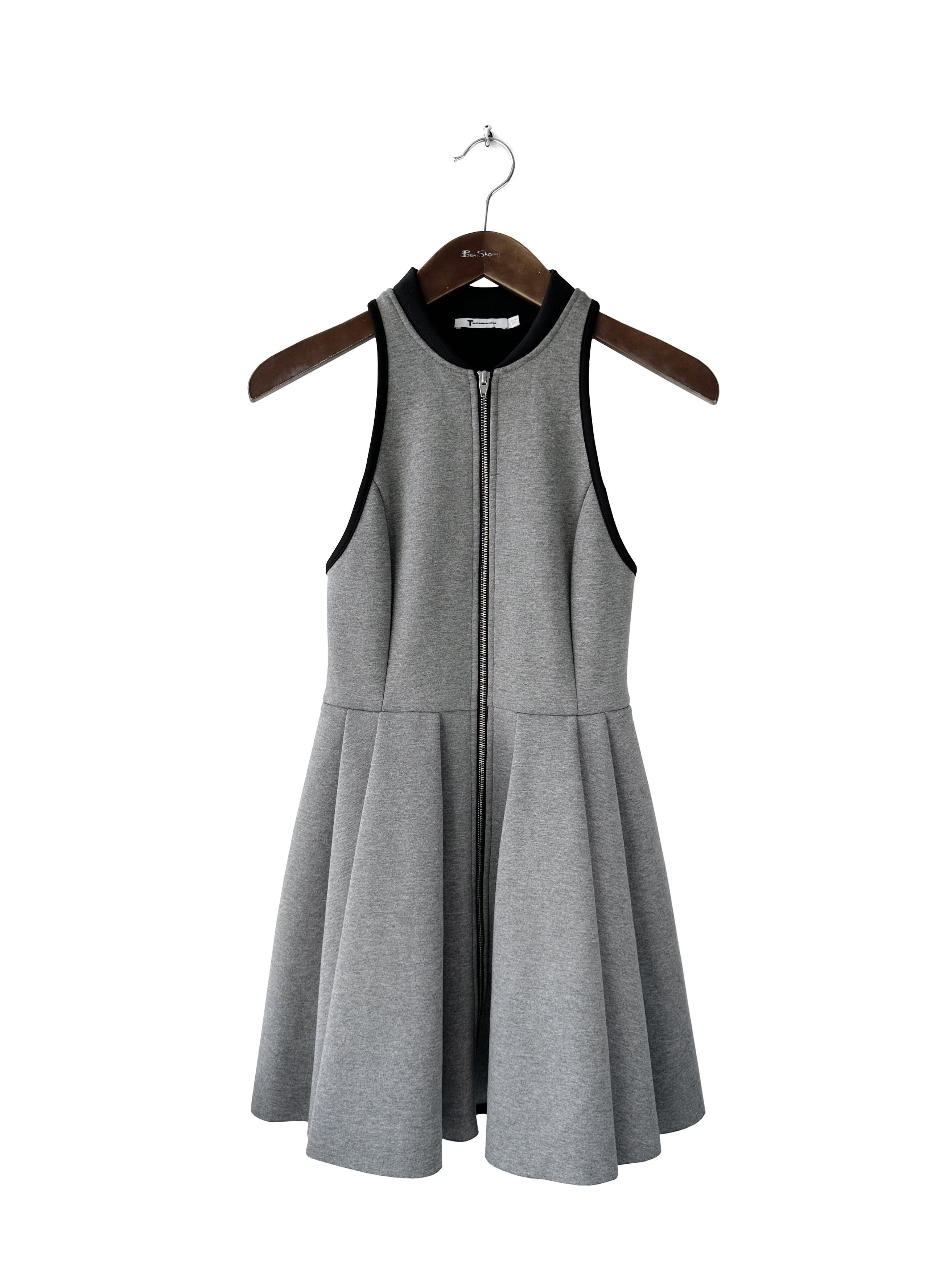 T by Alexander Wang grey neopren zip dress