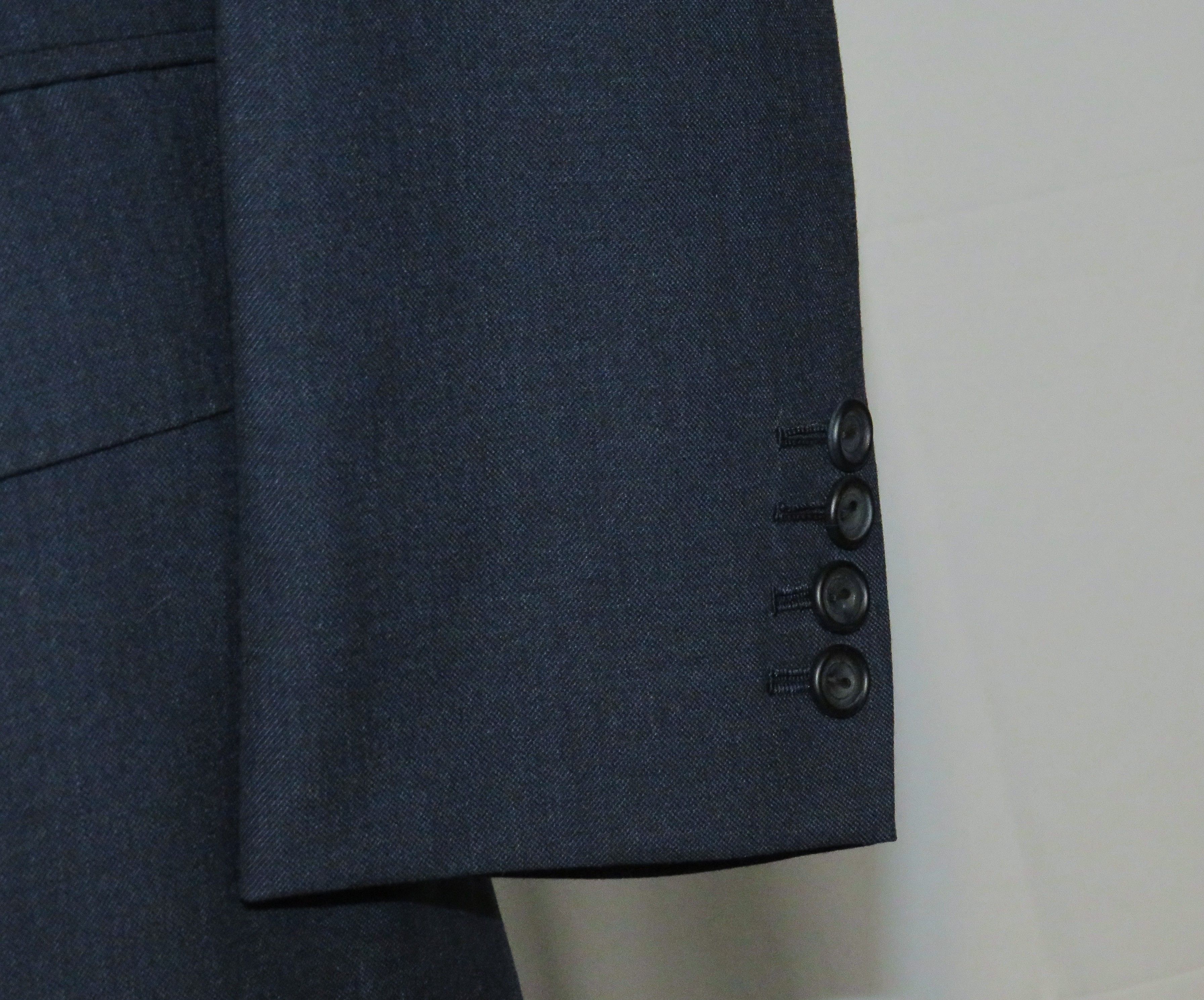 Henry Poole Savile Row Bespoke VTG Blue Hopsack Two Button Suit 40R Size 40R - 10 Thumbnail