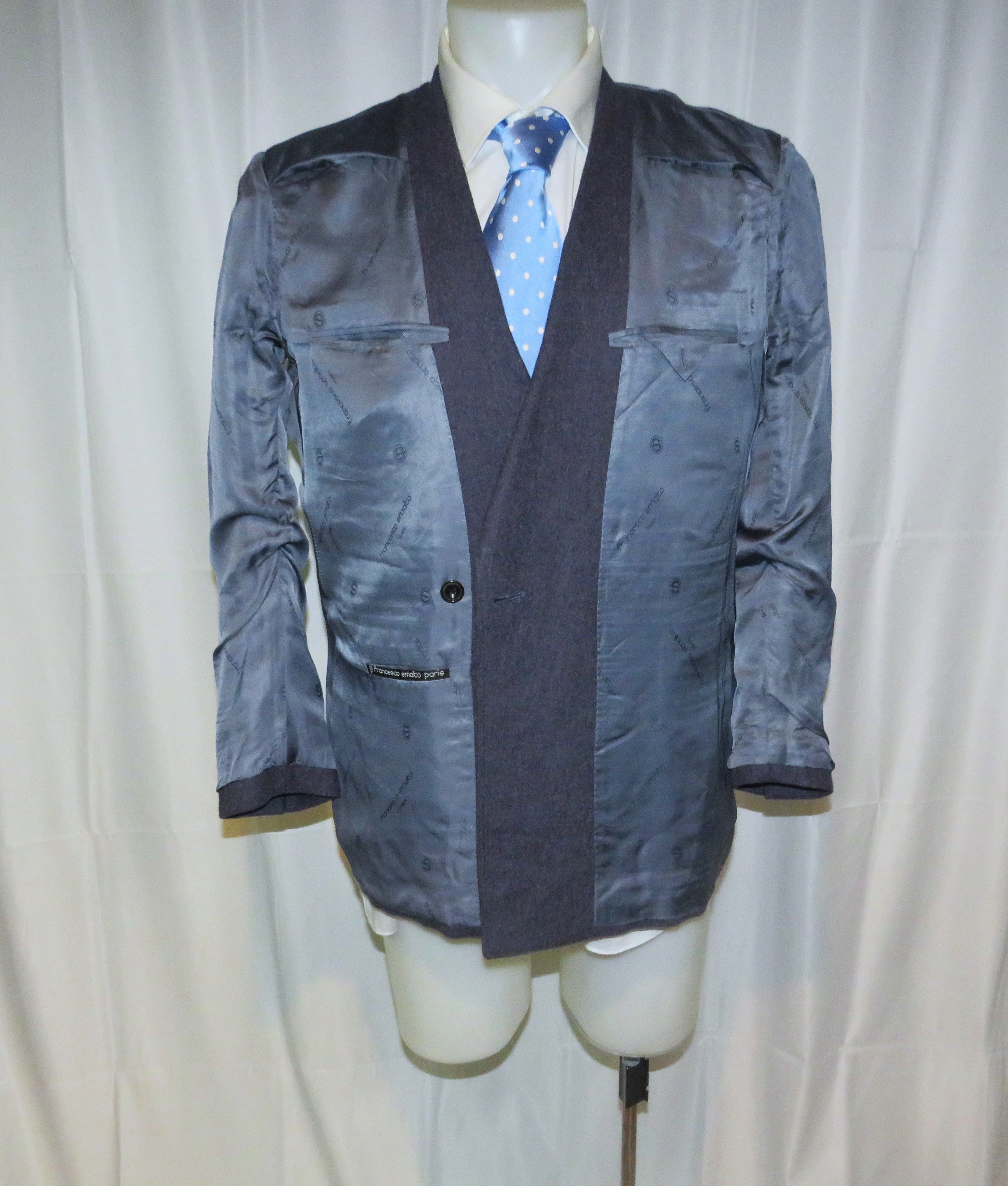 Cifonelli × Francesco Smalto Vintage Blue Flannel Double Breasted Suit 42R Size 42R - 12 Thumbnail