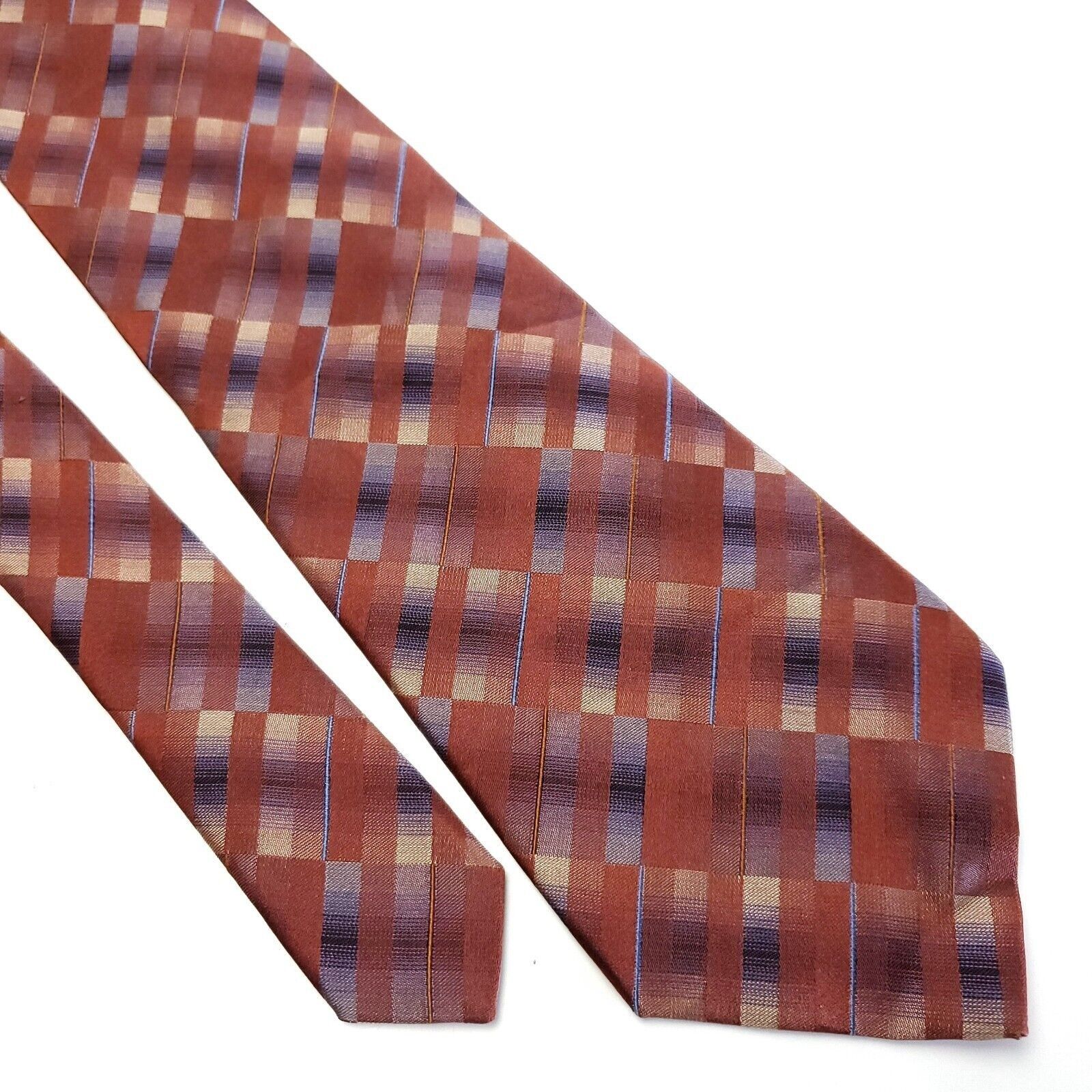 Van Heusen Van Heusen Brown Abstract Striped Silk Tie Size ONE SIZE - 1 Thumbnail