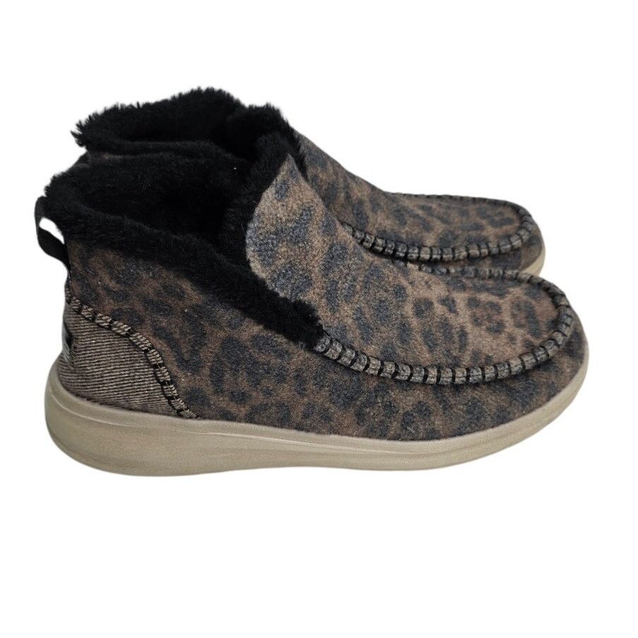 Other HEY DUDE Denny brown Leopard Fuzzy Lined Ankle Bootie Size US 10 / IT 40 - 1 Thumbnail
