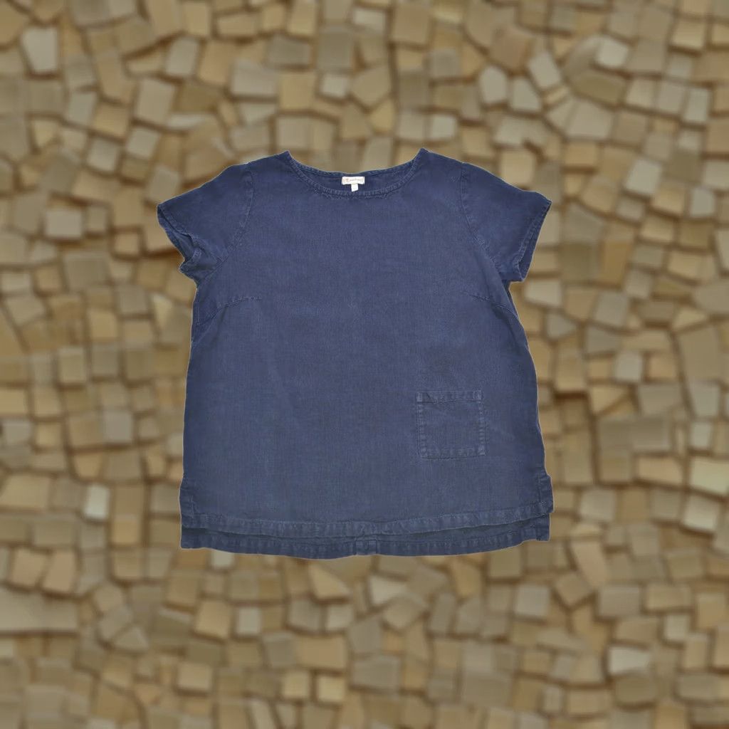 Vintage Wmns Deerberg Front Pocket Blue Linen T-Shirt Top M Women Shirt XS? Size M / US 6-8 / IT 42-44 - 1 Thumbnail