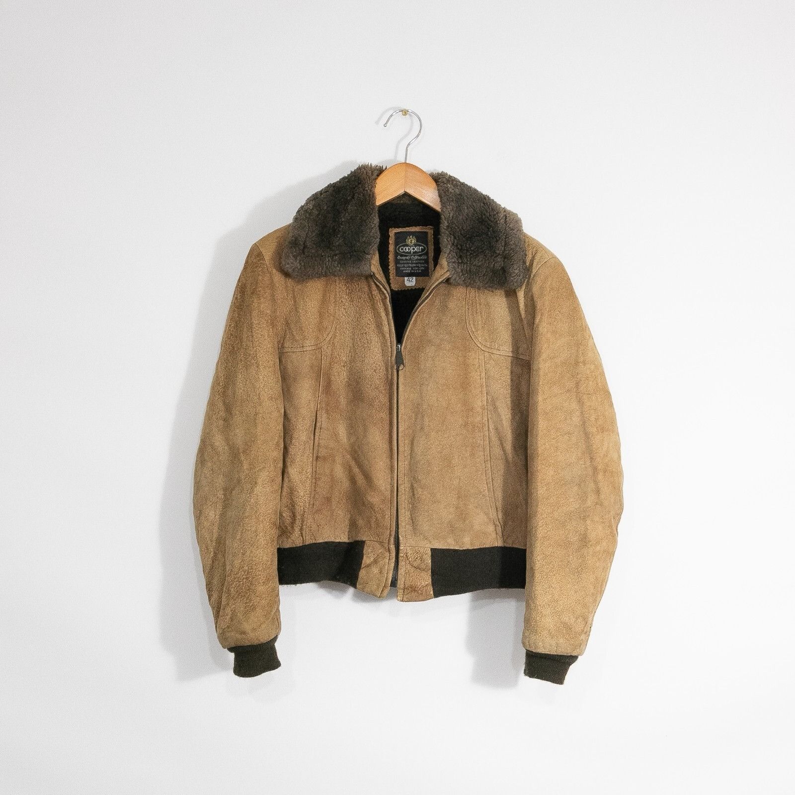 Cooper × Vintage Vintage Cooper Sheraling Zip Up Bomber Jacket Mens 42 Suede Size US M / EU 48-50 / 2 - 1 Thumbnail