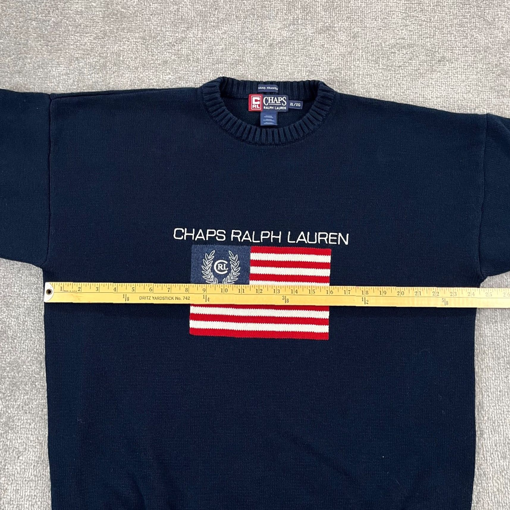 Chaps VINTAGE CHAPS RALPH LAUREN Sweater Mens Extra Large Blue USA Flag Hand Knit Pullover Y2K Size US XL / EU 56 / 4 - 5 Thumbnail