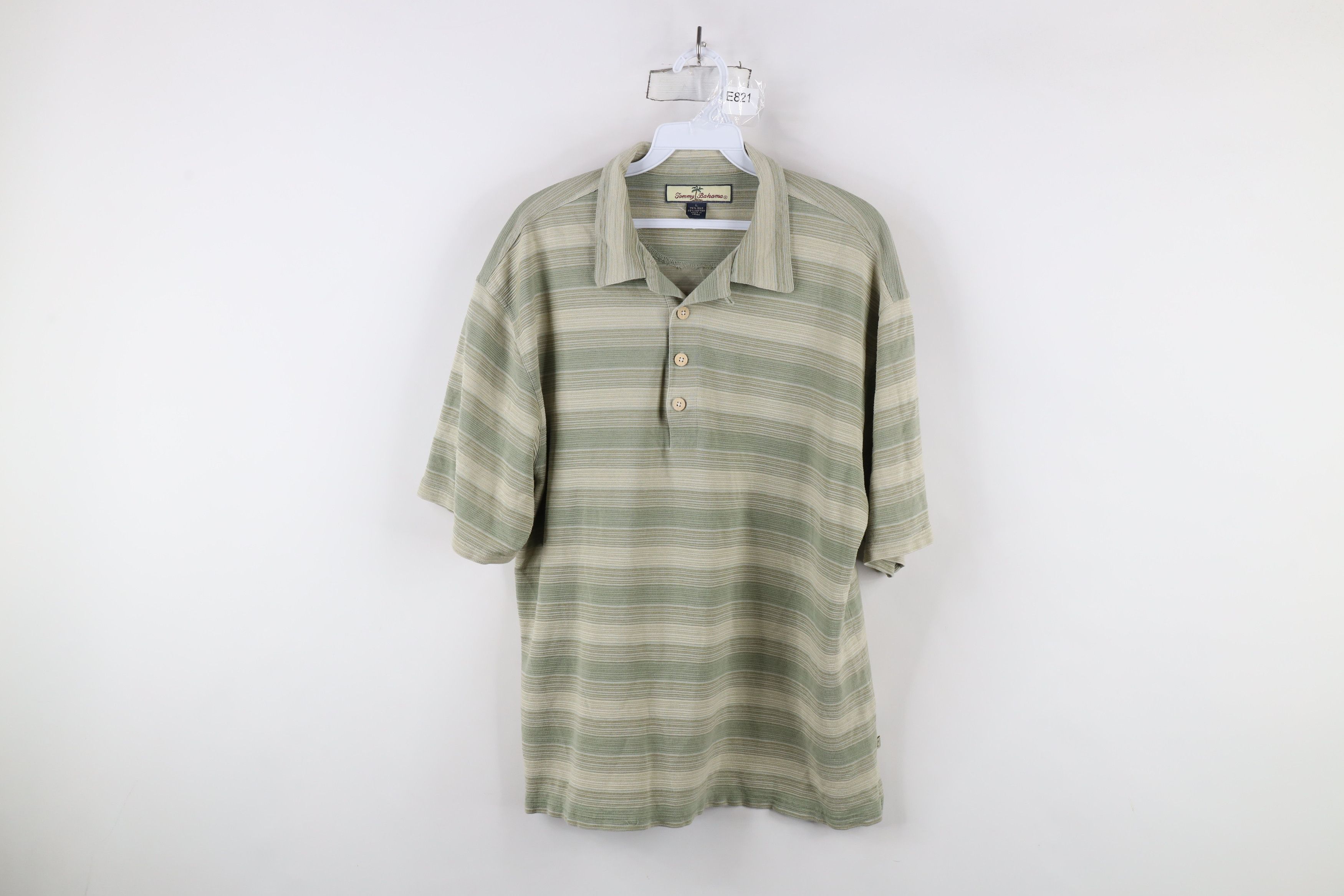 Tommy Bahama × Vintage Vintage Tommy Bahama Looped Collar Silk Blend Striped Polo Size US L / EU 52-54 / 3 - 1 Thumbnail