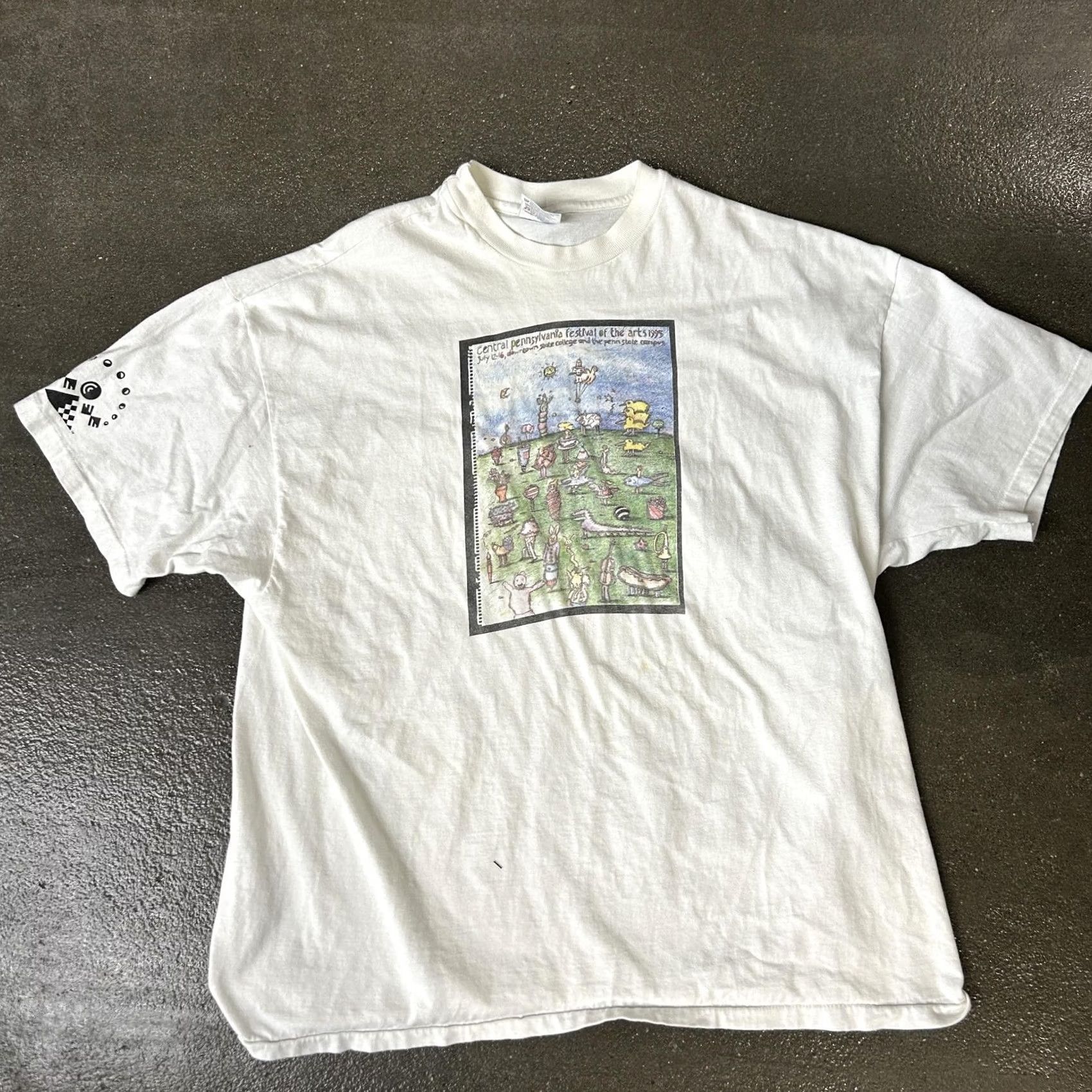 Hanes VINTAGE Hanes Shirt Adult 2XL White Central PA Festival Arts 1995 Penn State Mens Size US XXL / EU 58 / 5 - 2 Thumbnail