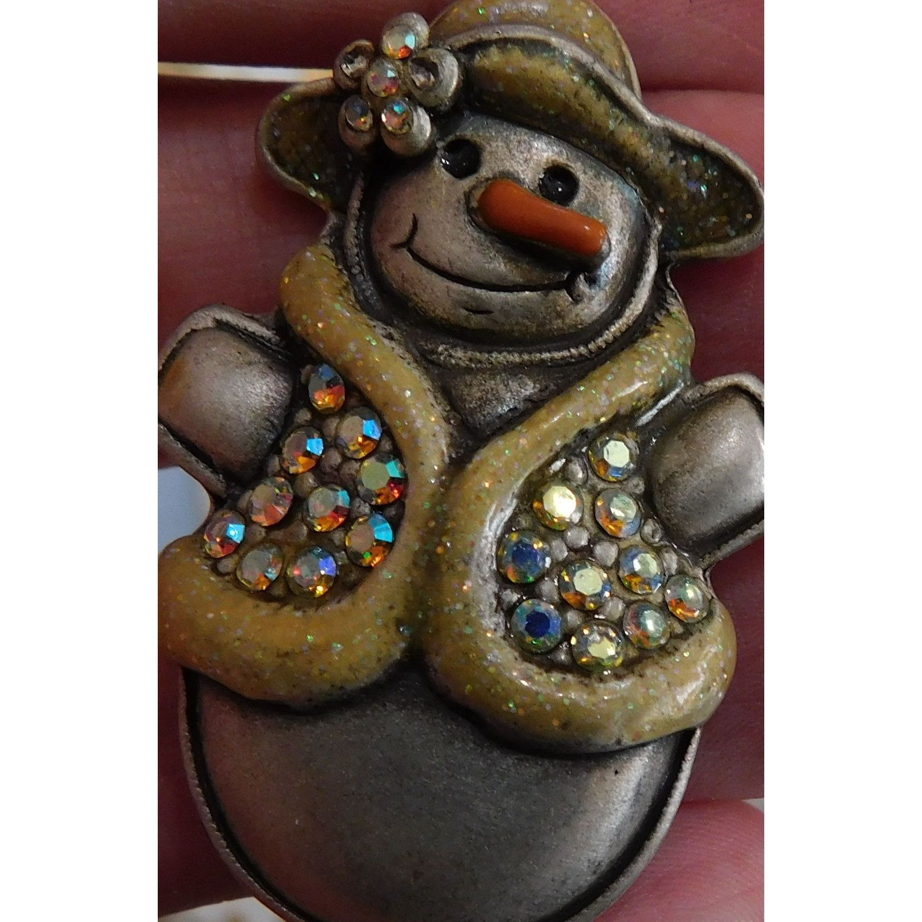 Other Holiday Snow Woman Brooch Yellow And Silver Tone With Flower Size ONE SIZE - 6 Thumbnail