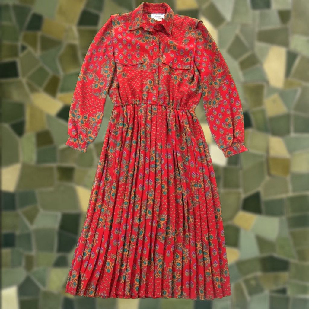 lady carol dress Vintage 70s Lady Carol Dress Pleated Belt Dress Size 16