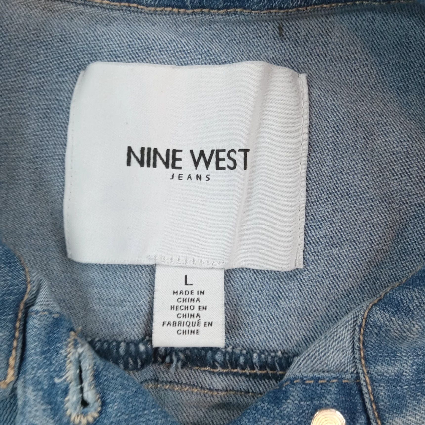 Nine West Nine West Women's Large Blue Denim Cropped Jean Jacket with Pockets Size L / US 10 / IT 46 - 5 Thumbnail