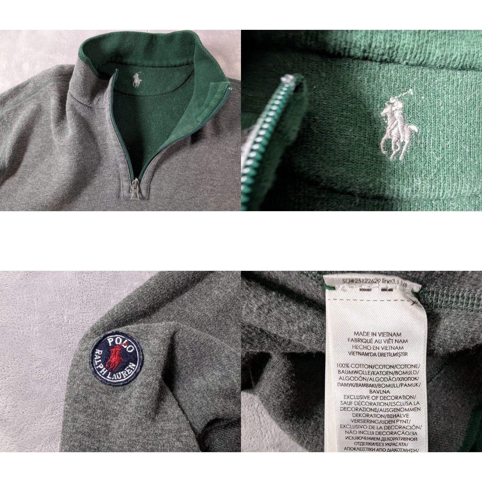 Polo Ralph Lauren Polo Ralph Lauren Sweater L Mens Mock Neck 1/4 Zip Reversible Patch Green & Gray Size US L / EU 52-54 / 3 - 9 Thumbnail
