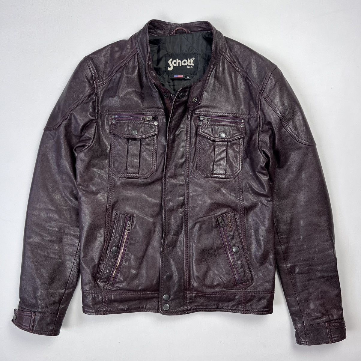 Schott Schott goat skin biker style leather jacket Size US S / EU 44-46 / 1 - 1 Thumbnail