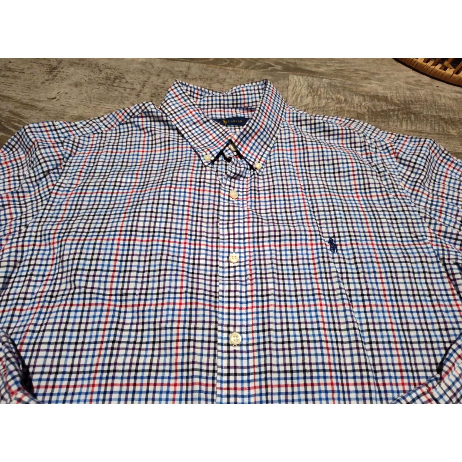 Ralph Lauren Vintage Ralph Lauren Mens Plaid Button-Down Shirt XXL All Seasons Casual Business Navy Blue Size US XXL / EU 58 / 5 - 5 Thumbnail