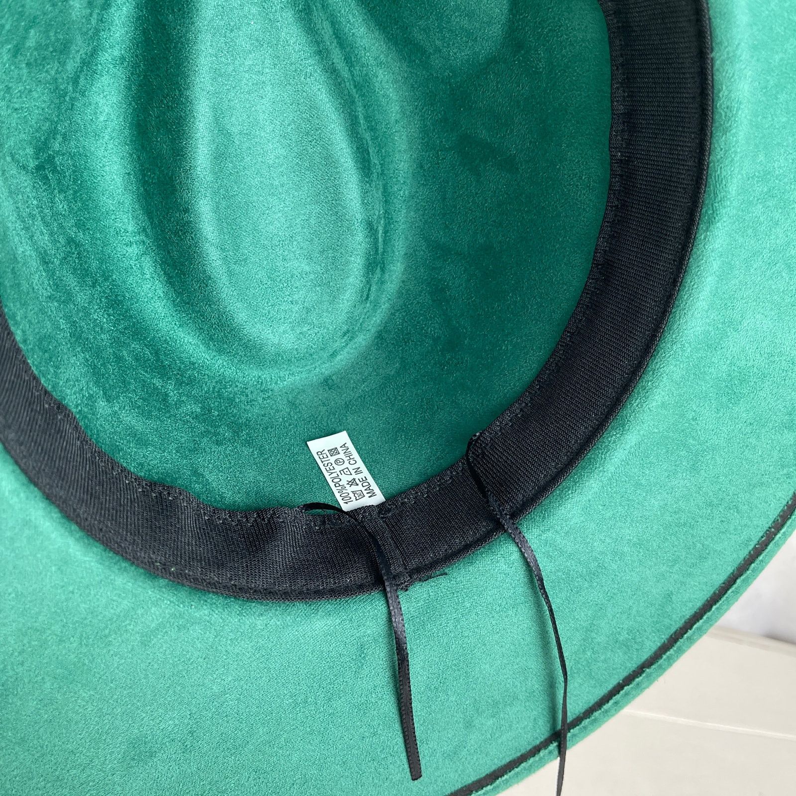 Handmade Green Faux Suede Wide Flat Brim Hat Sunflowers ADJUSTABLE SZ Size ONE SIZE - 20 Thumbnail