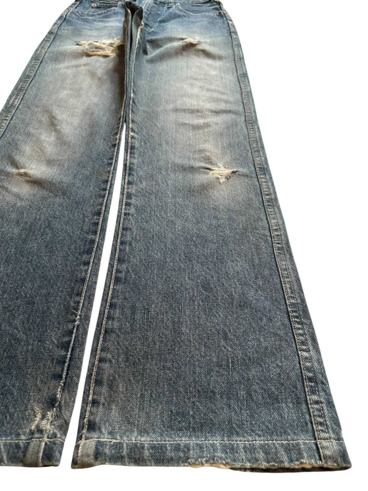 Designer × Katharine Hamnett London Vintage Katharine Mud Wash Distressed Ripped Bootcut Jeans Size 25" / US 0 / IT 36 - 7 Thumbnail