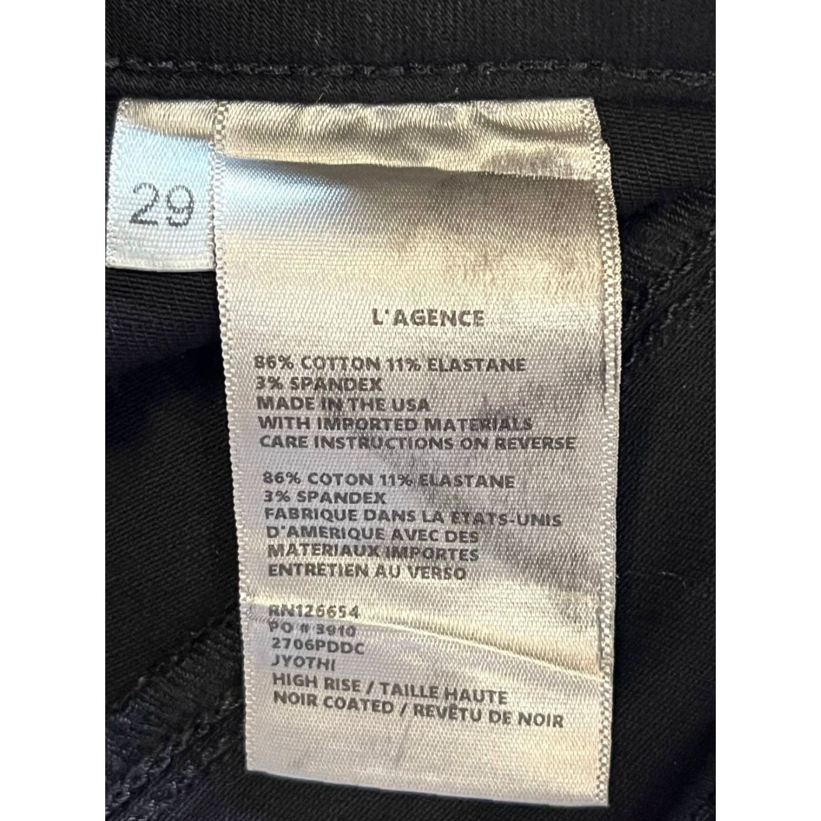 L'AGENCE L'AGENCE Jeans Slim Women's 29 Black Made In USA Waxed Look Flared Slimming USA Womens Pants Size 29 Black L'AGENCE Jeans Size 29" - 7 Thumbnail