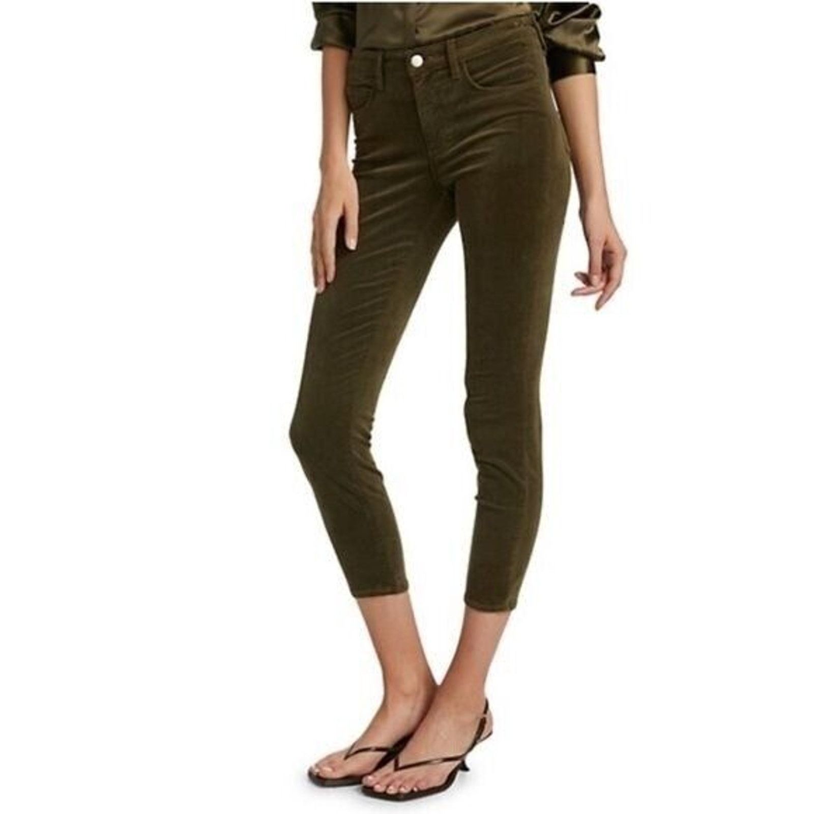 L'AGENCE L’Agence Jeans Women's Size 27 Margot Velvet Jeans Ivy Green Size 27" / US 4 / IT 40 - 1 Thumbnail