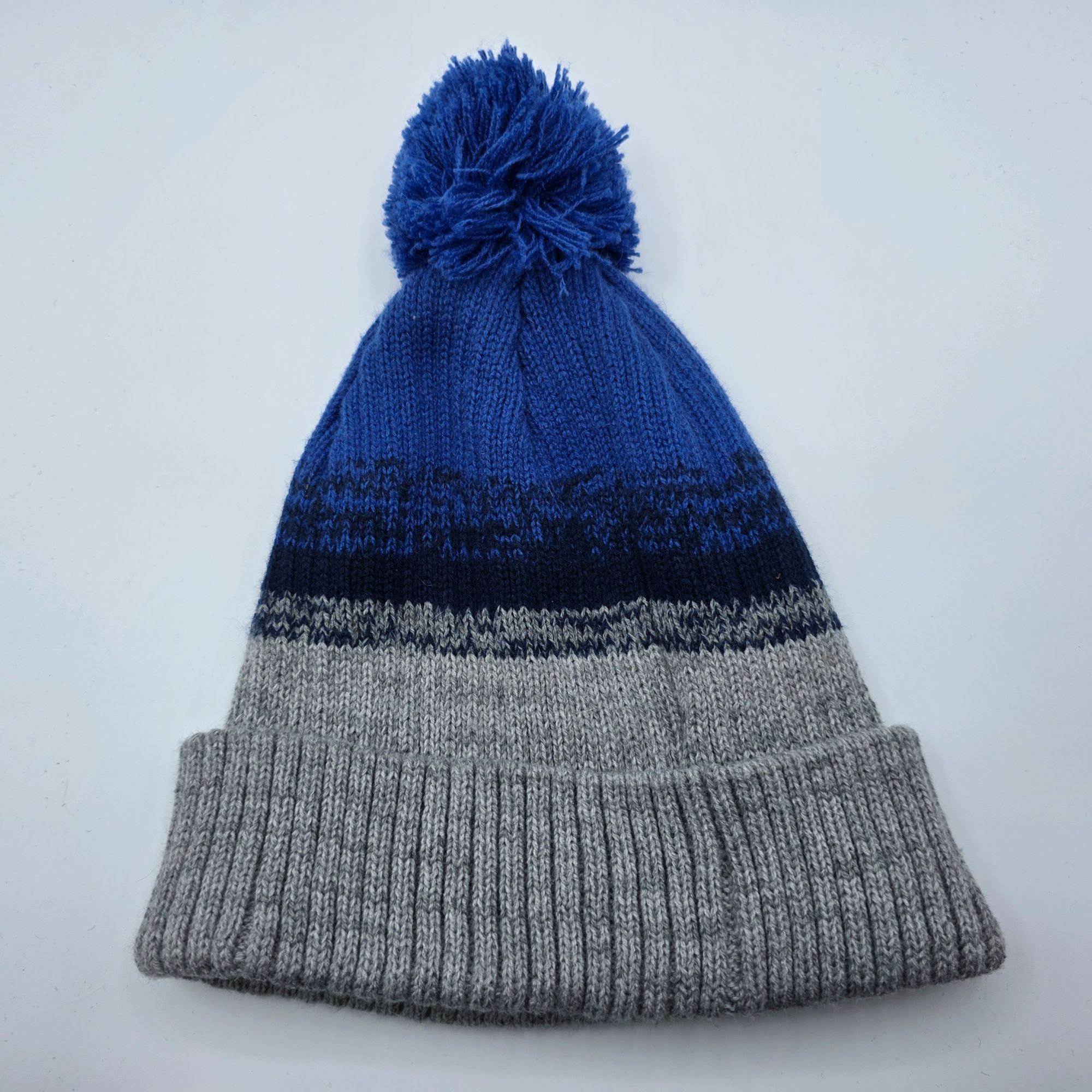 Urban Outfitters Urban Outfitters Blue Gray Pom Beanie Ribbed Knit One Size W Size ONE SIZE - 1 Thumbnail