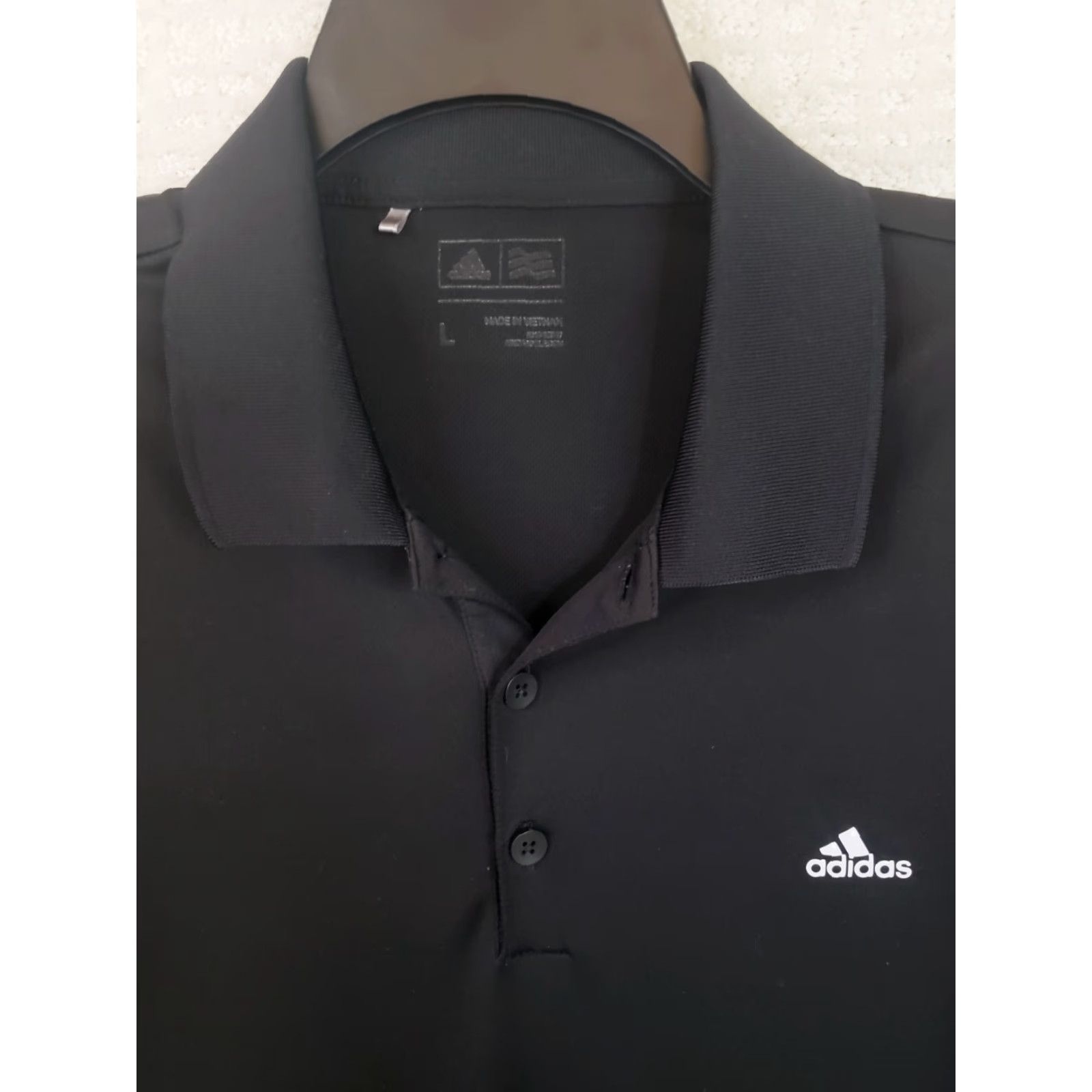 Adidas Adidas Polo Shirt Mens Large Black Short Sleeve Golf Polo Climalite Logo Knit Lightweight Stretch Casual Size US L / EU 52-54 / 3 - 3 Thumbnail