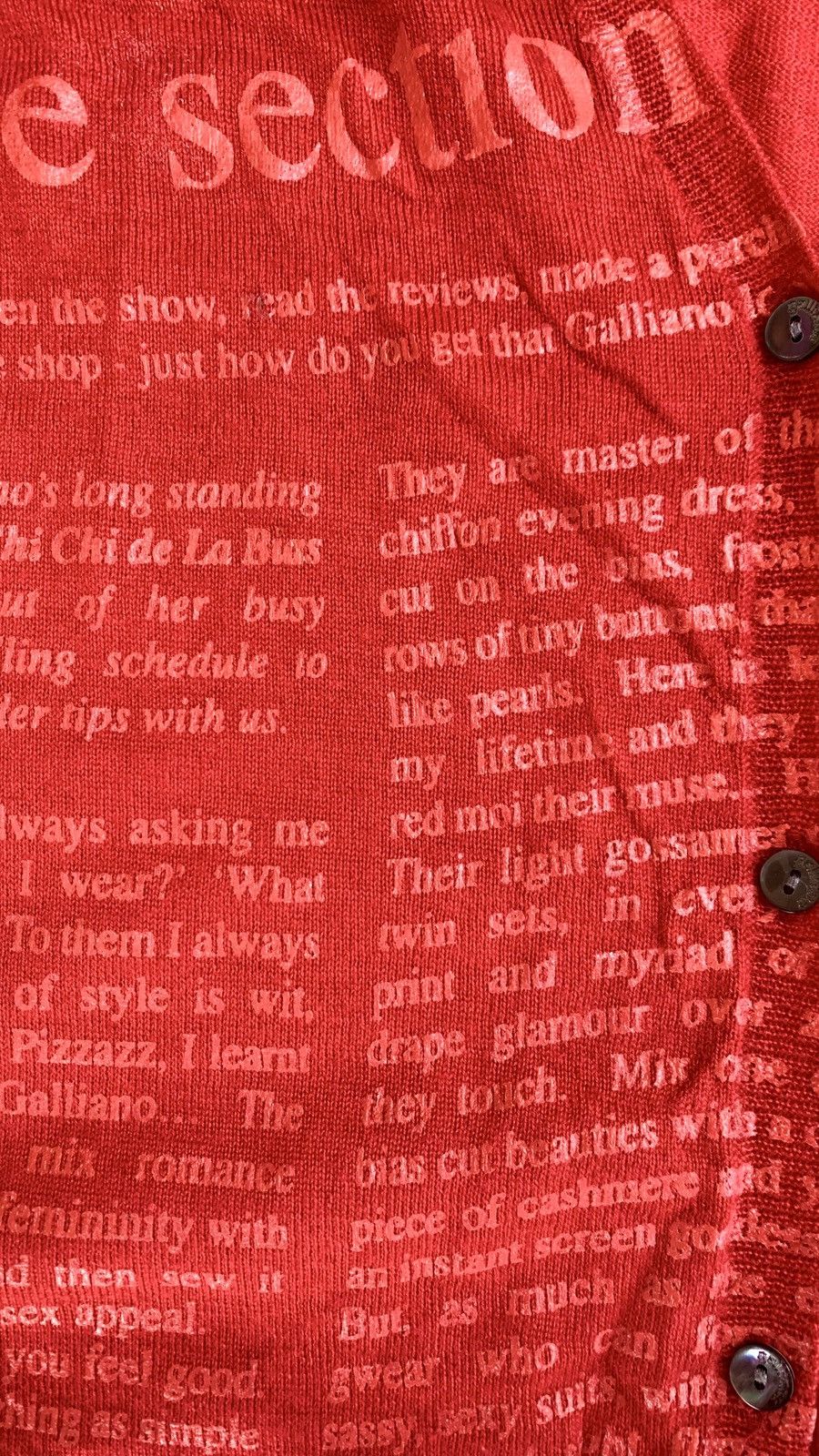 John Galliano John Galliano Red Cardigan Newspaper Print Provocateur Size S / US 4 / IT 40 - 11 Thumbnail
