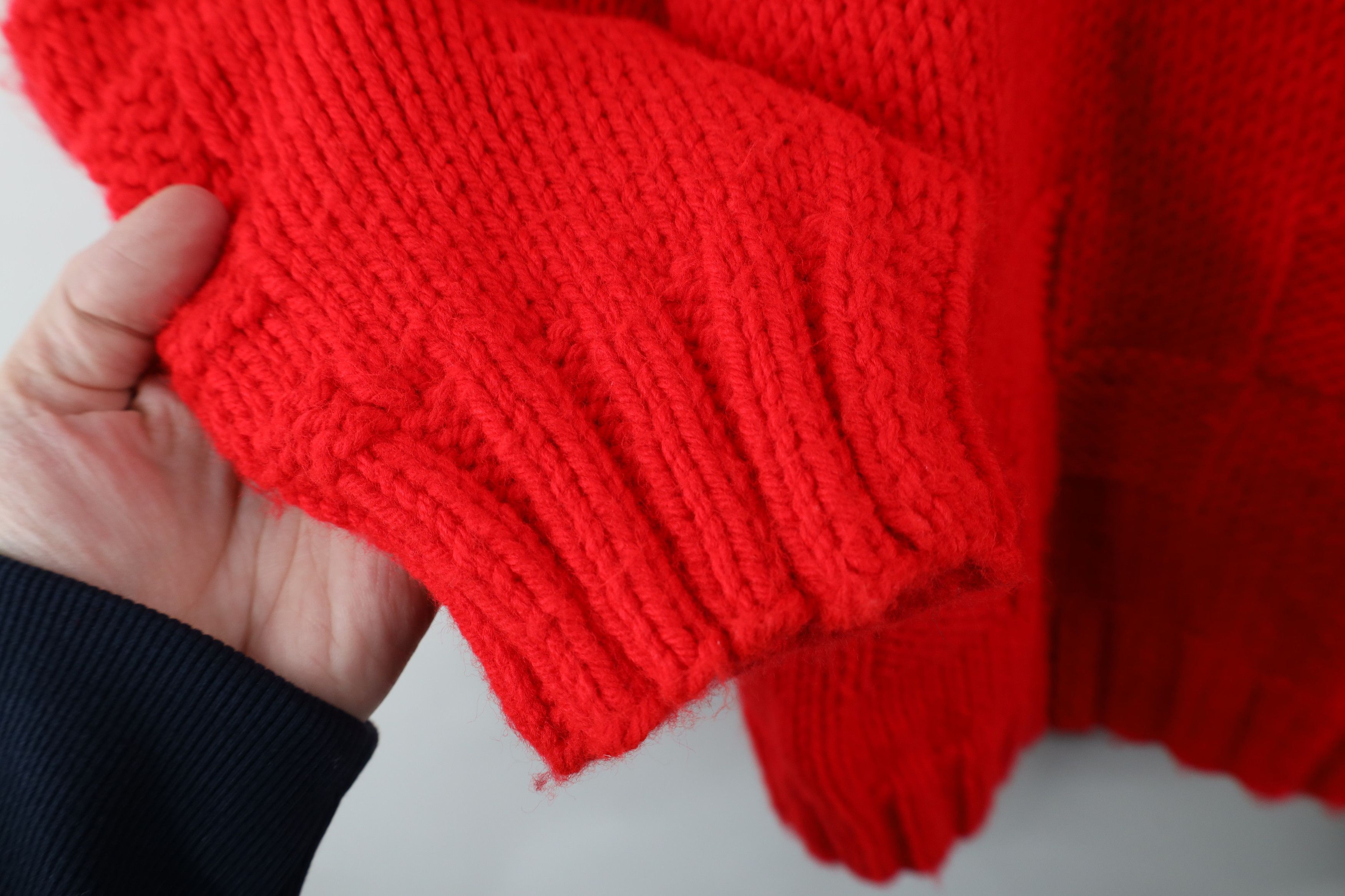 Vintage Vintage 70s Streetwear Chunky Knit Geometric Sweater Red Size XXL / US 16-18 / IT 52-54 - 4 Thumbnail