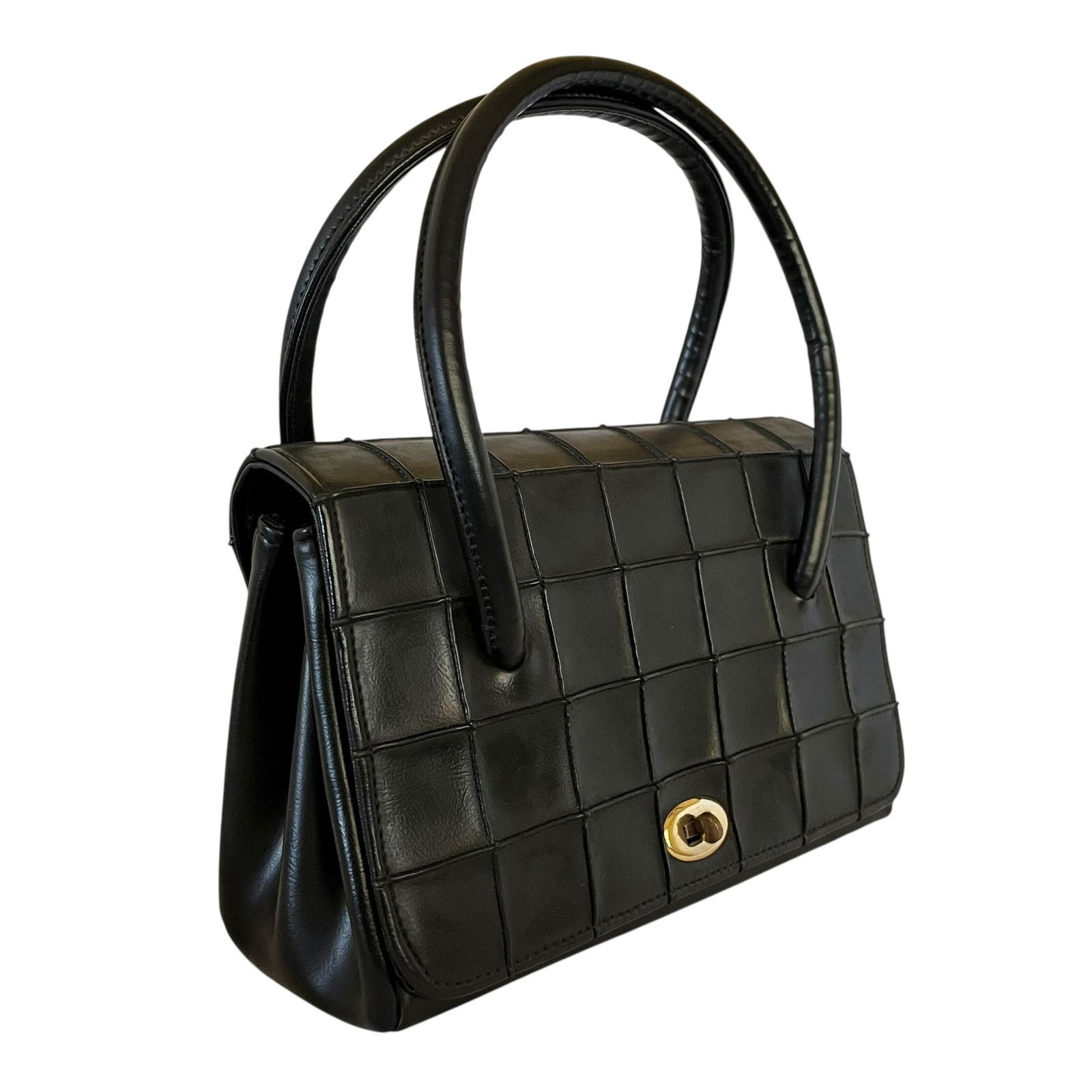 Vintage Vintage Verdi Black Embossed Turnlock Satchel Handbag Size ONE SIZE - 8 Thumbnail